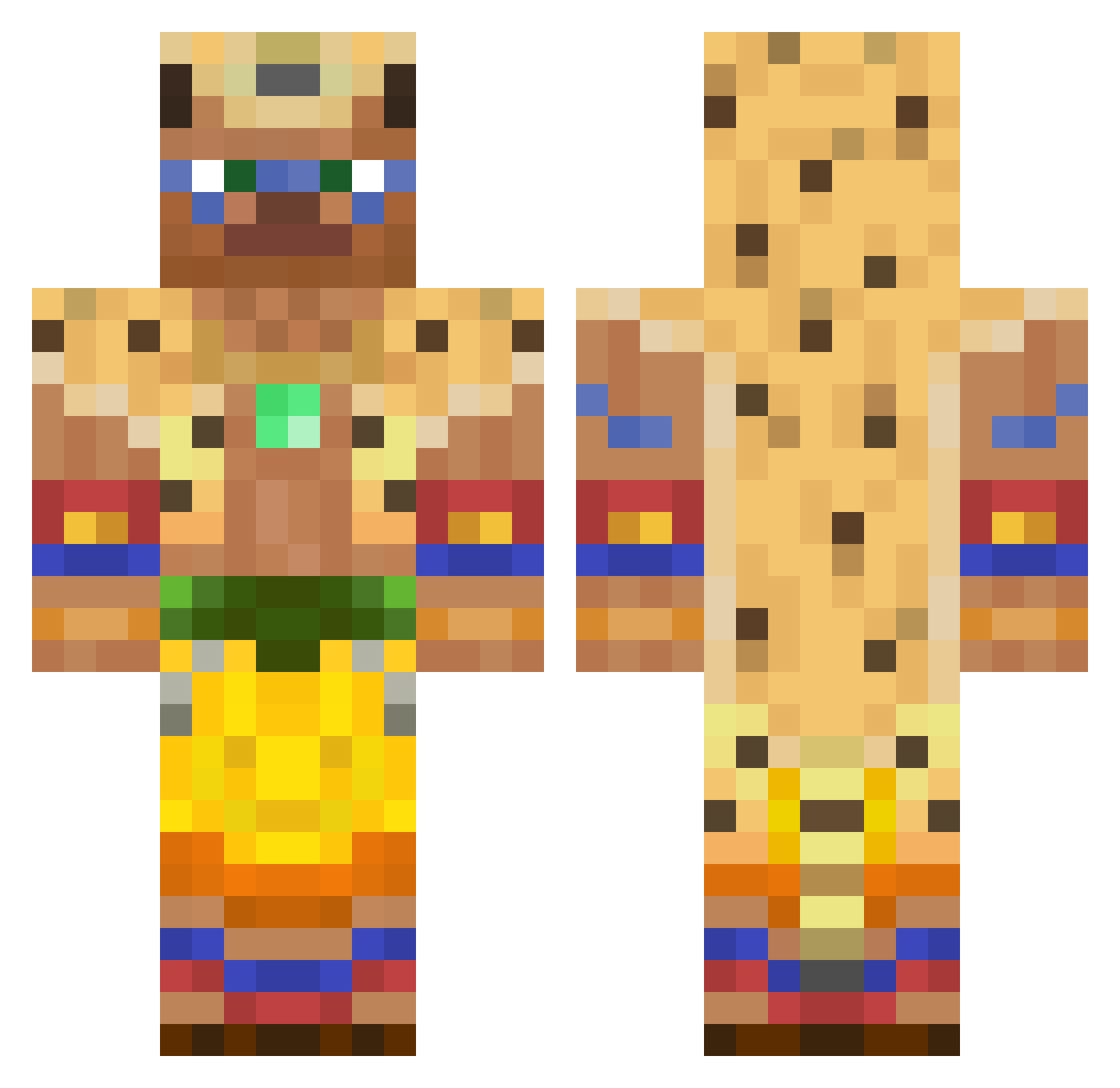 Mosrite Minecraft skin, front and back view