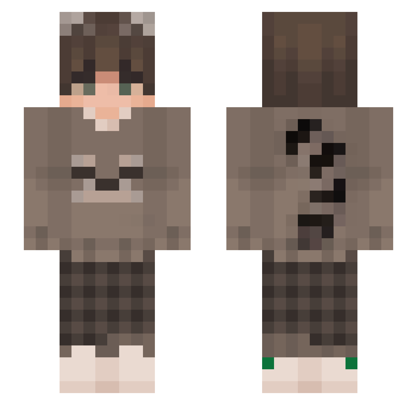 Xuji_Sunset Minecraft skin, front and back view