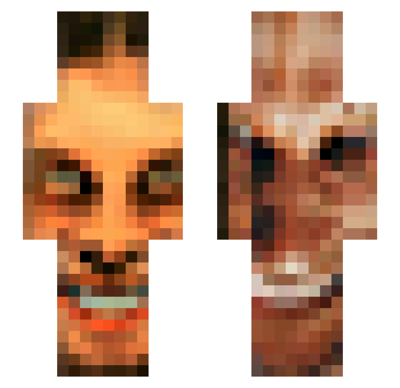 TummaVelho Minecraft skin, front and back view