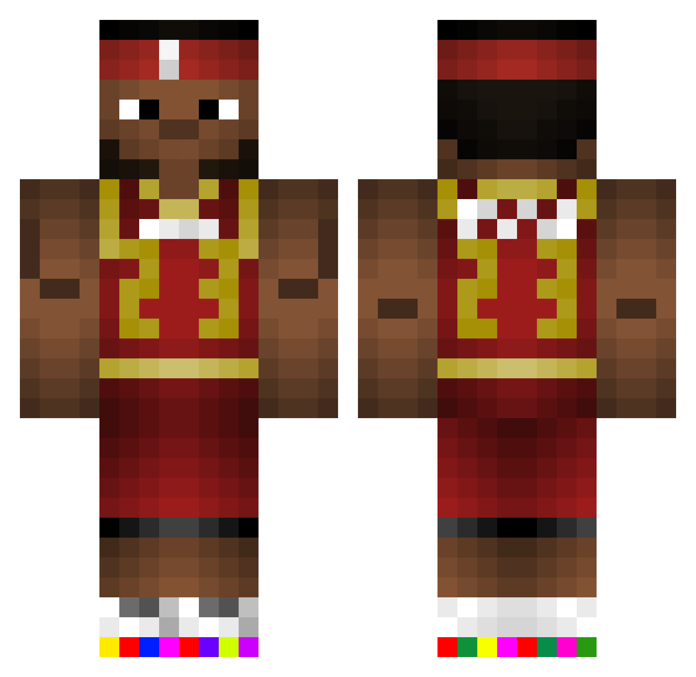 GANGMEMBERGOD Minecraft skin, front and back view