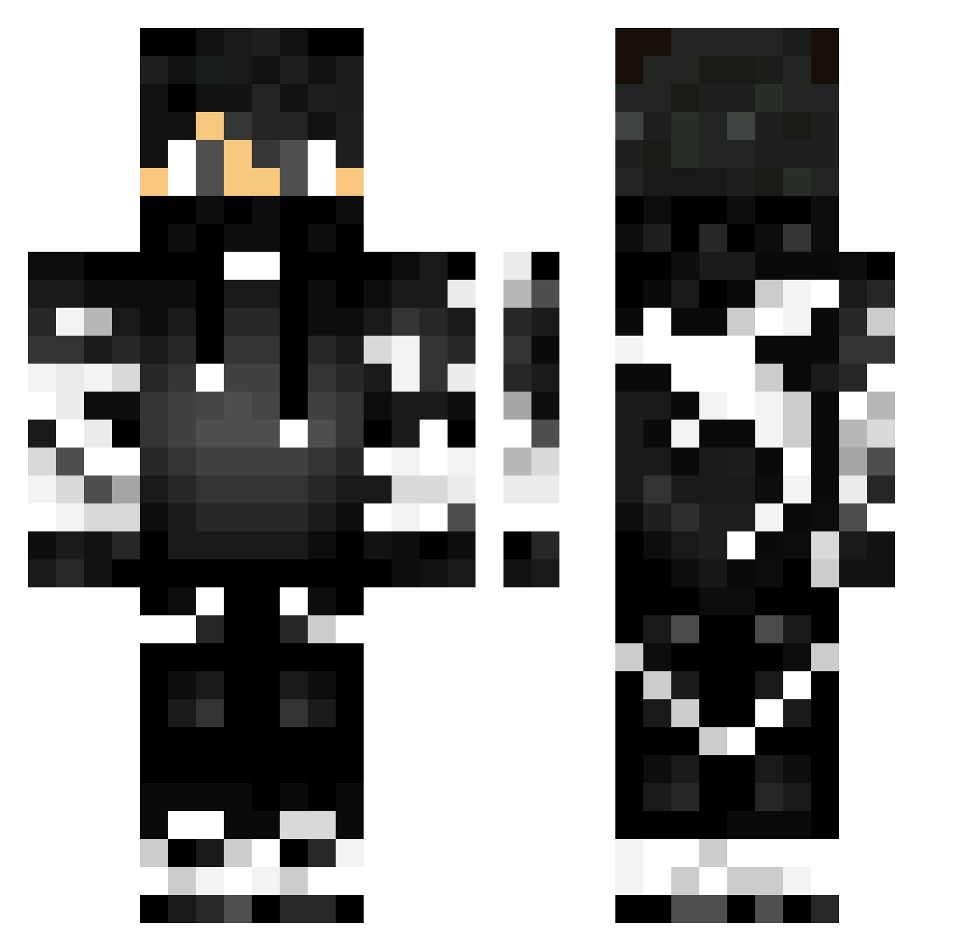 Traumatism Minecraft skin, front and back view