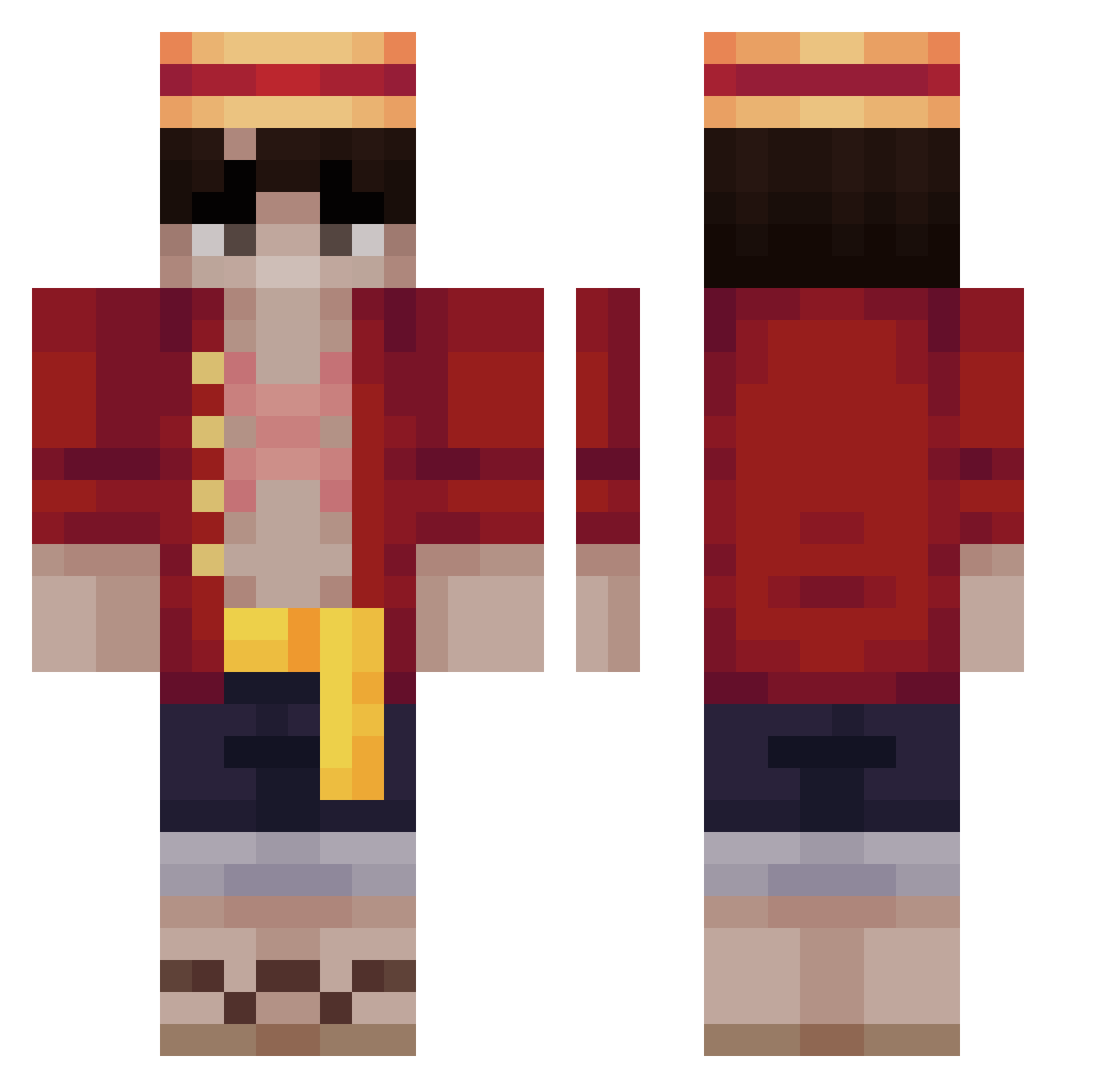 SantyClaus777 Minecraft skin, front and back view