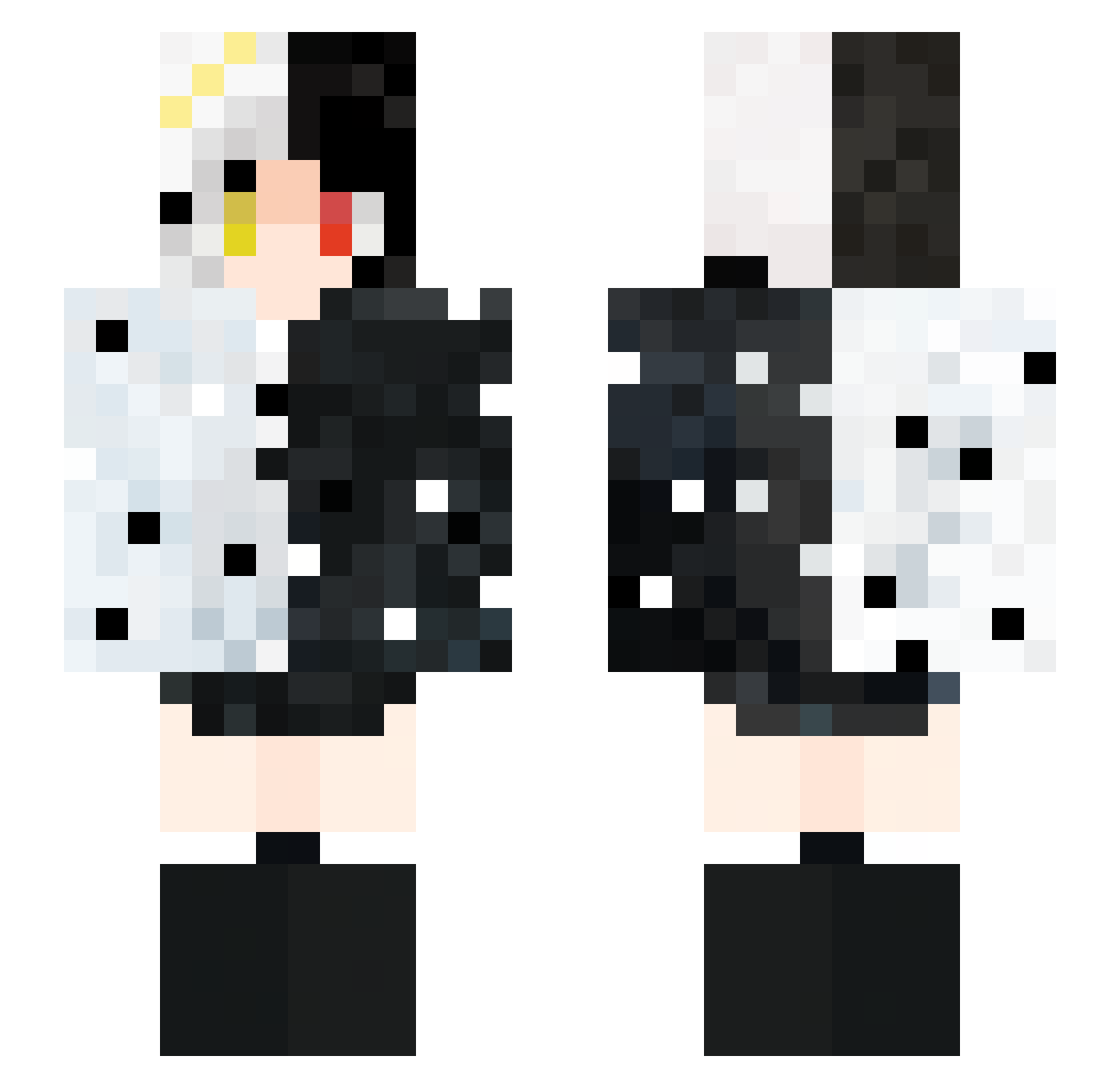 Serpias Minecraft skin, front and back view