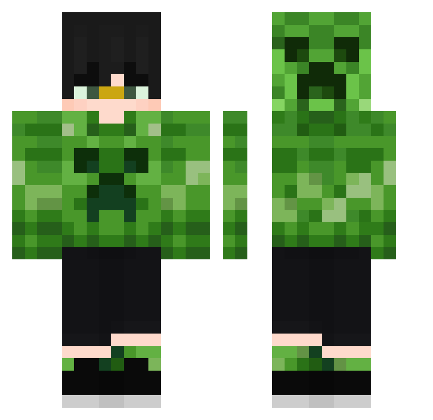 Tamalitogreen Minecraft skin, front and back view