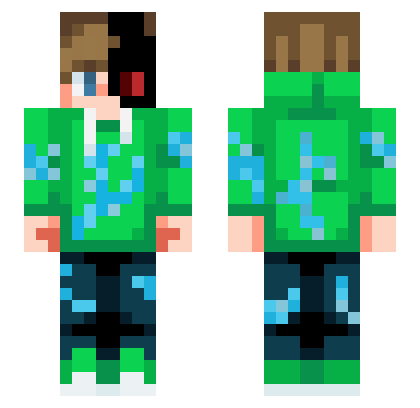 Fr8stb1te Minecraft skin, front and back view