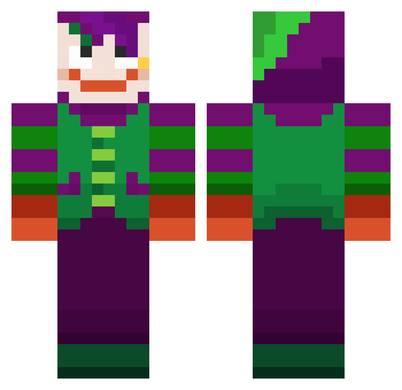 MrDancyHands Minecraft skin, front and back view