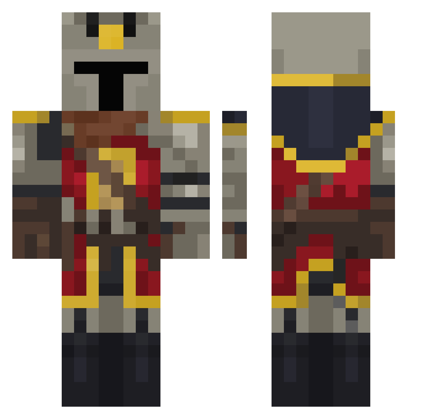 Deathwarrior Minecraft skin, front and back view