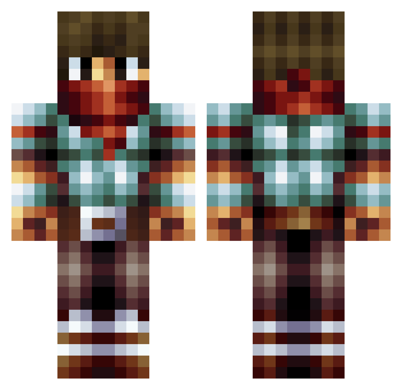 waksio Minecraft skin, front and back view