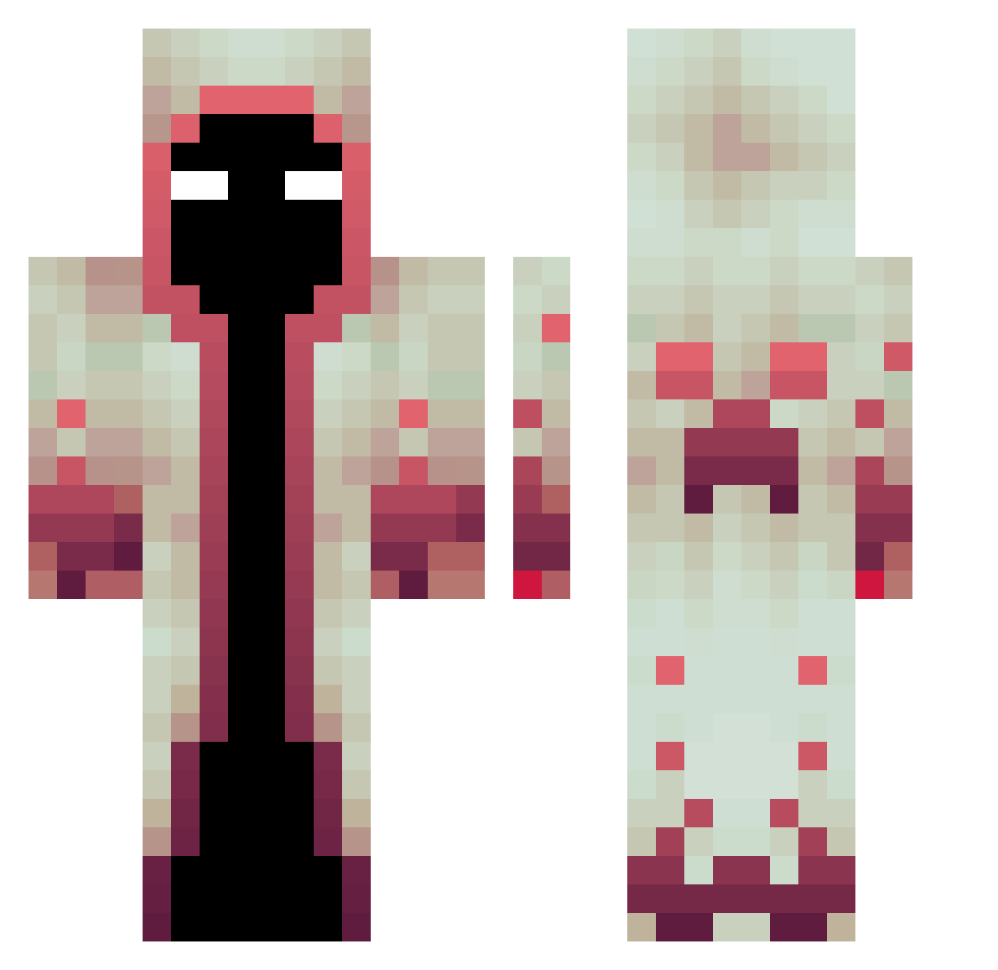 OniiFX Minecraft skin, front and back view