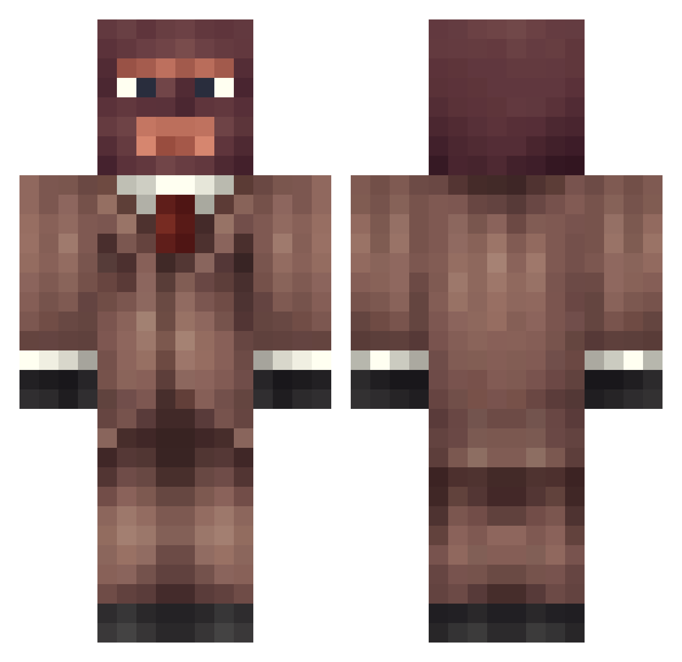 Pell_Fox Minecraft skin, front and back view