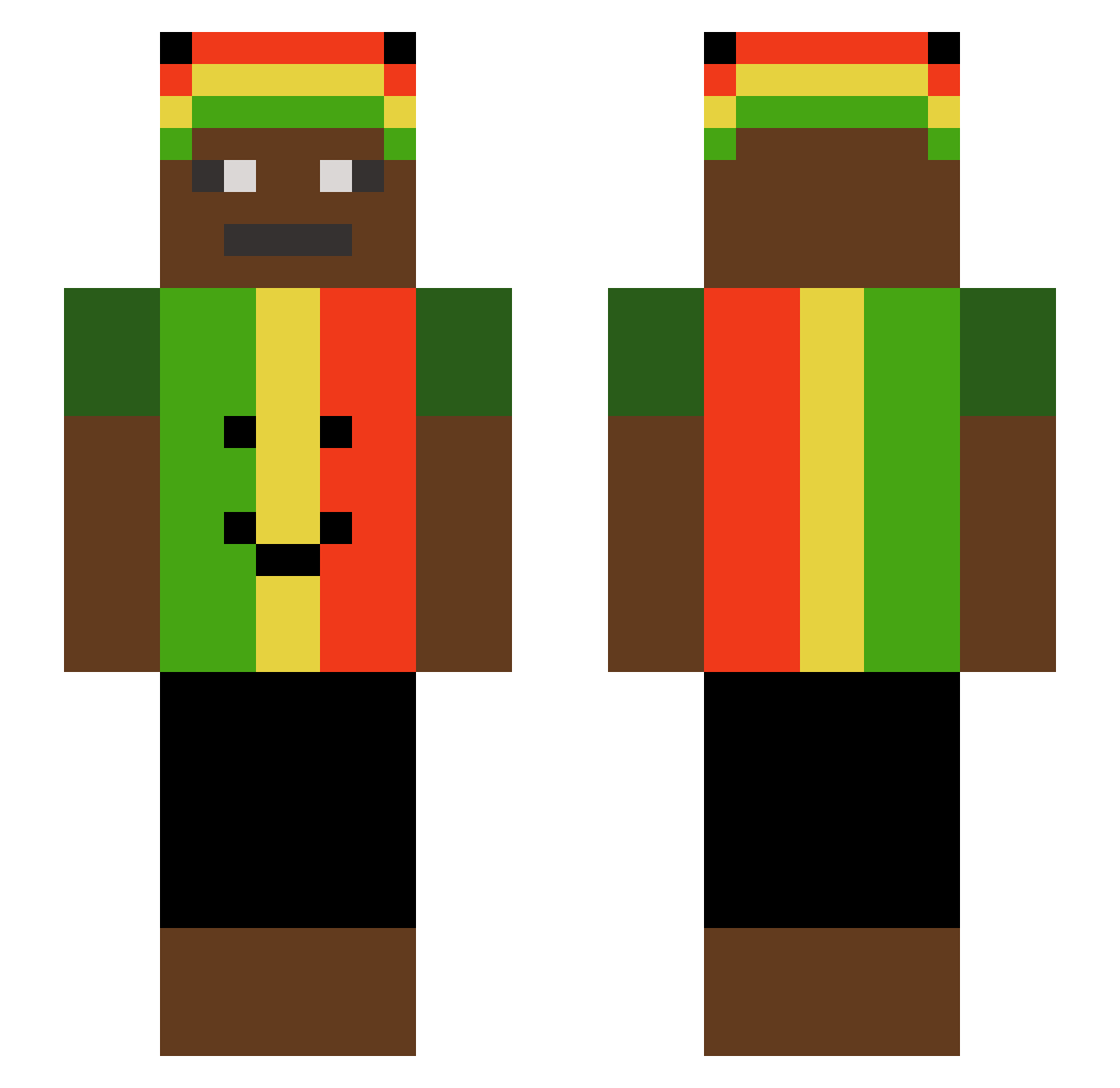 Schacko Minecraft skin, front and back view
