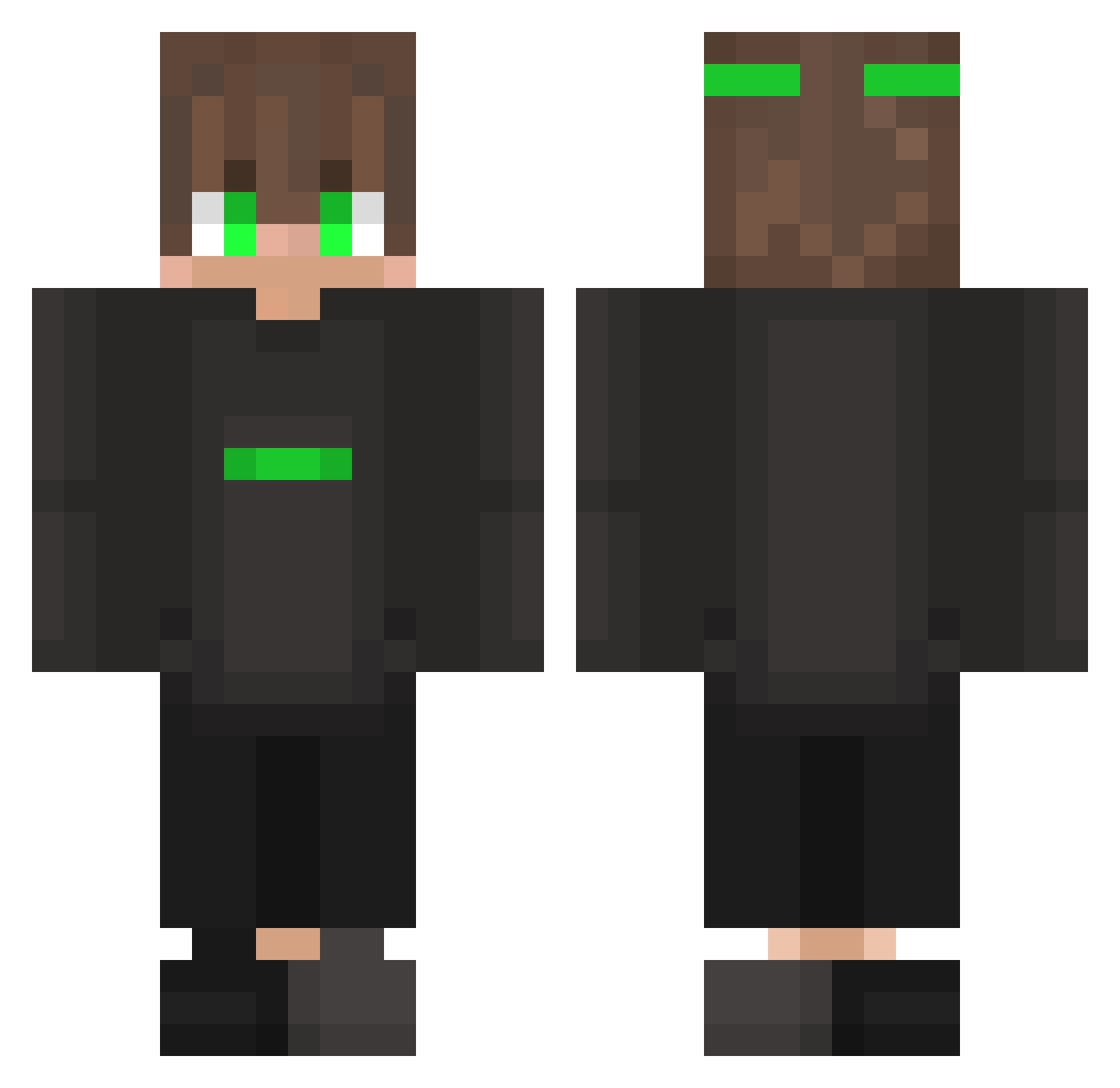 zPeeeggX Minecraft skin, front and back view