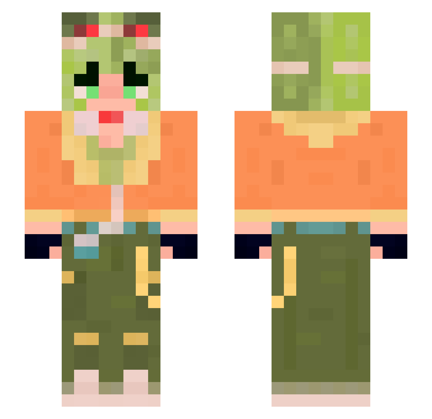 Suchlike Minecraft skin, front and back view
