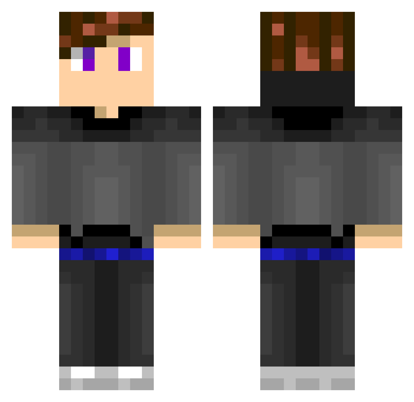 Rawdaro Minecraft skin, front and back view