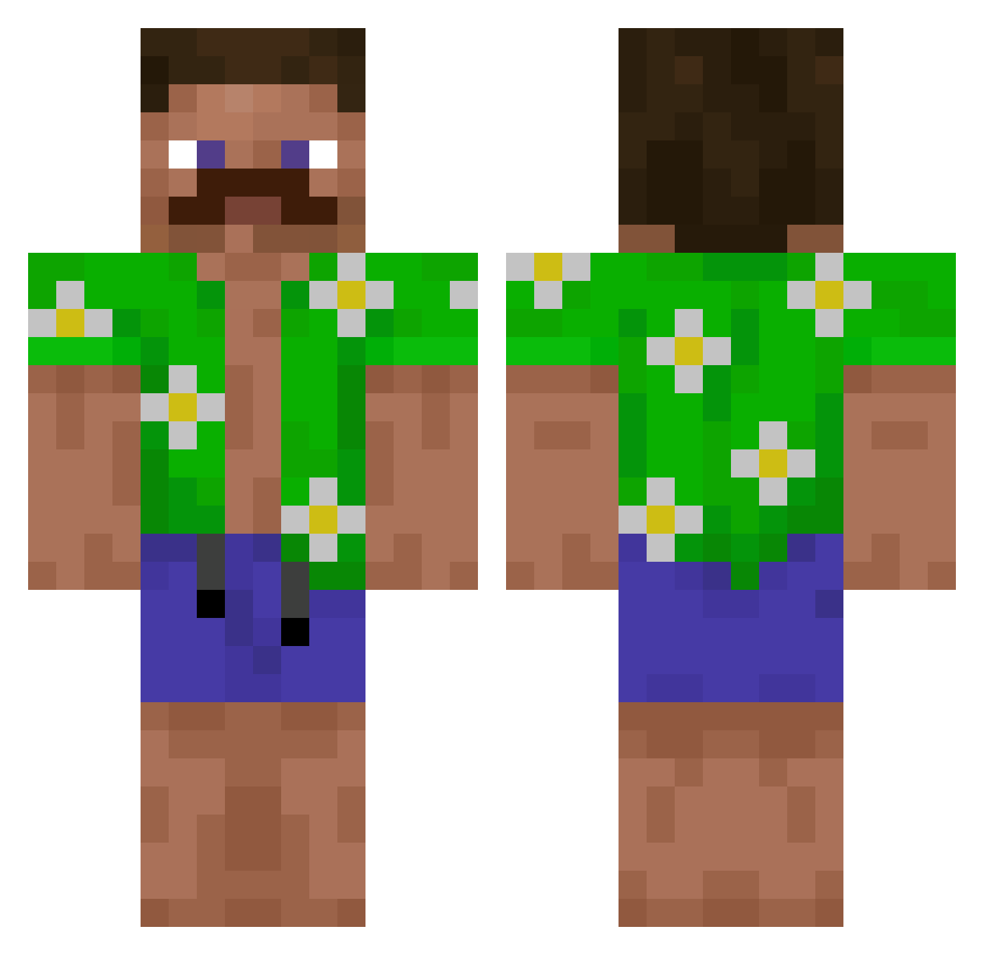 Sikrenovic Minecraft skin, front and back view