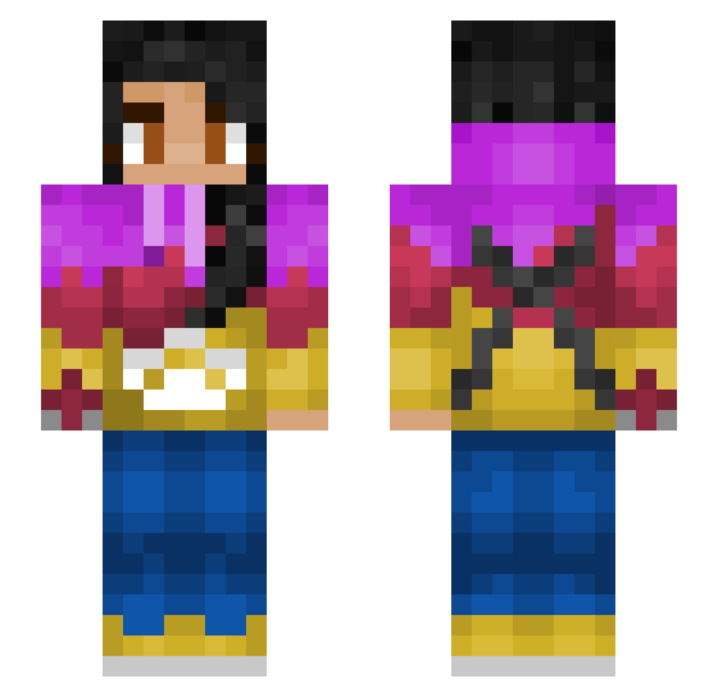 Quantrics Minecraft skin, front and back view