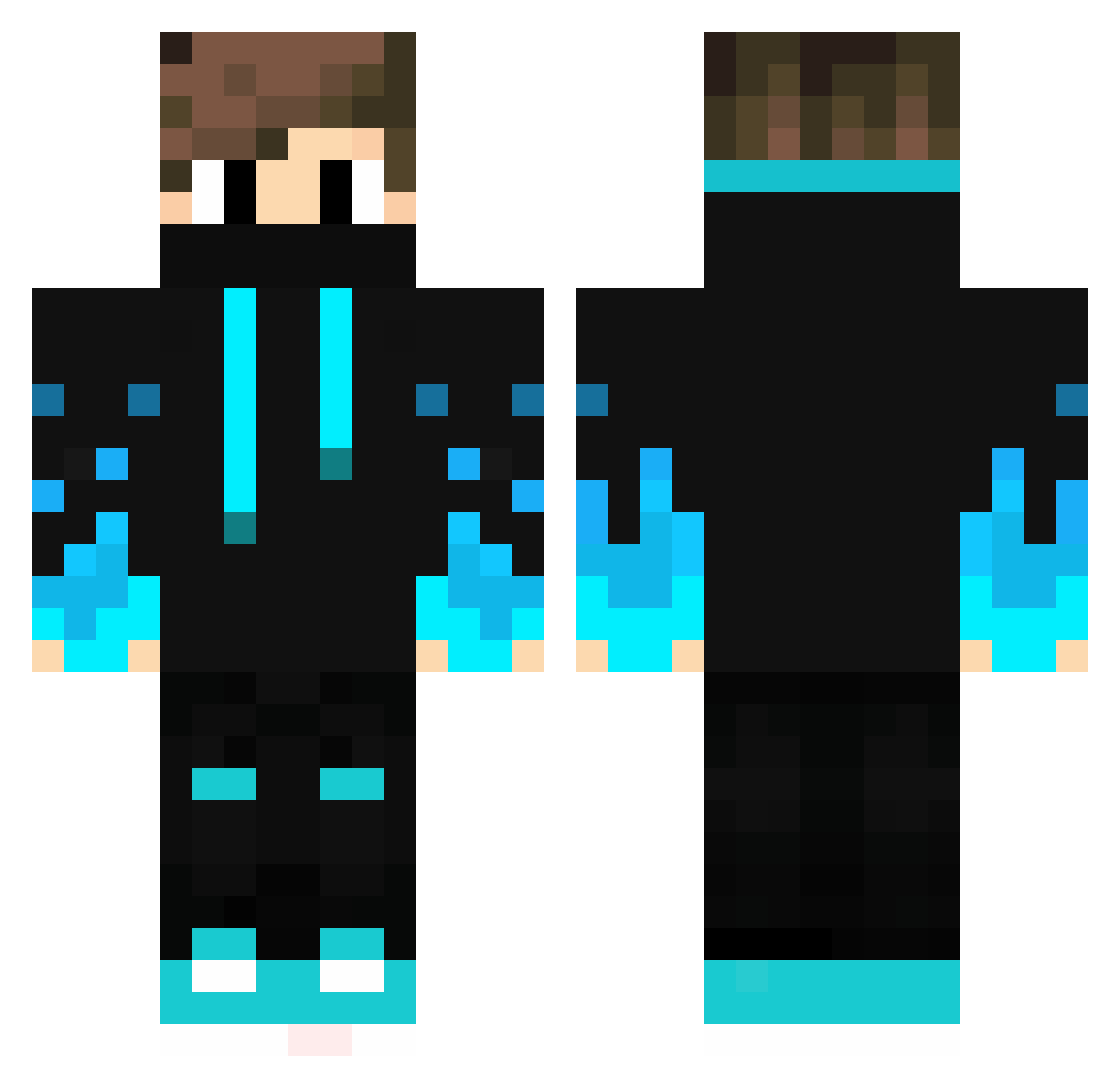 RafaBuster4k Minecraft skin, front and back view