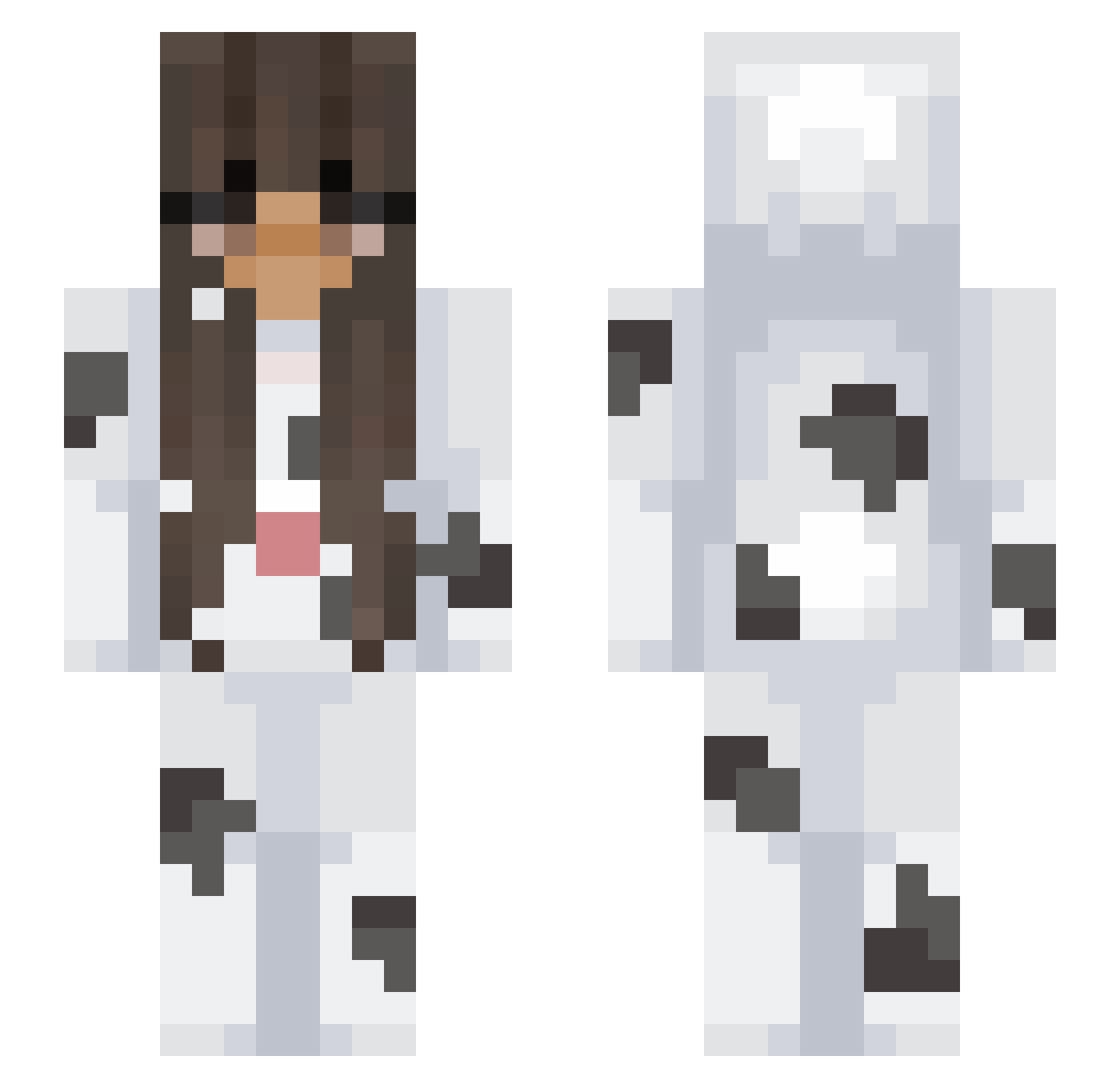 unblessed Minecraft skin, front and back view