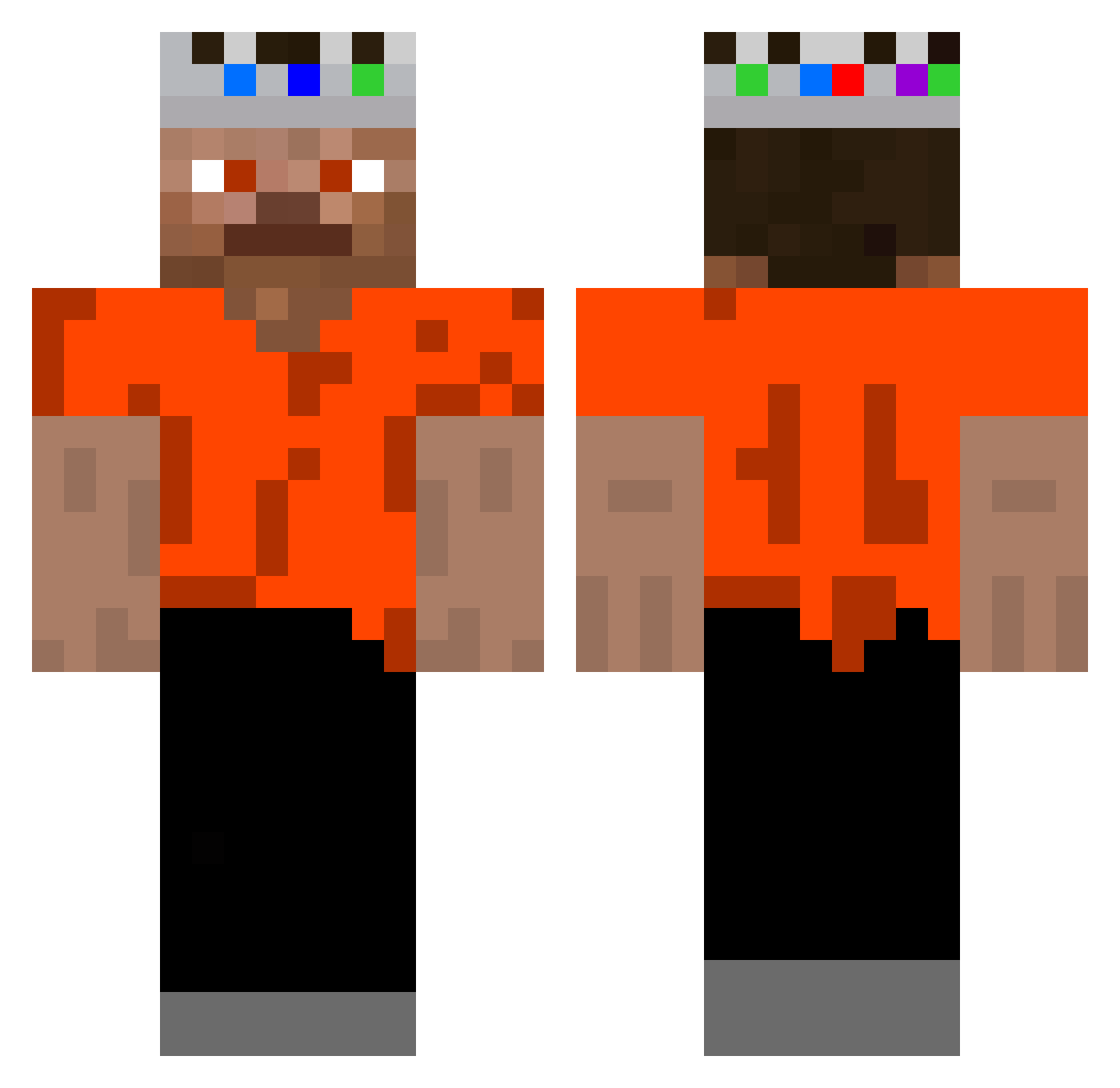 Zroez Minecraft skin, front and back view