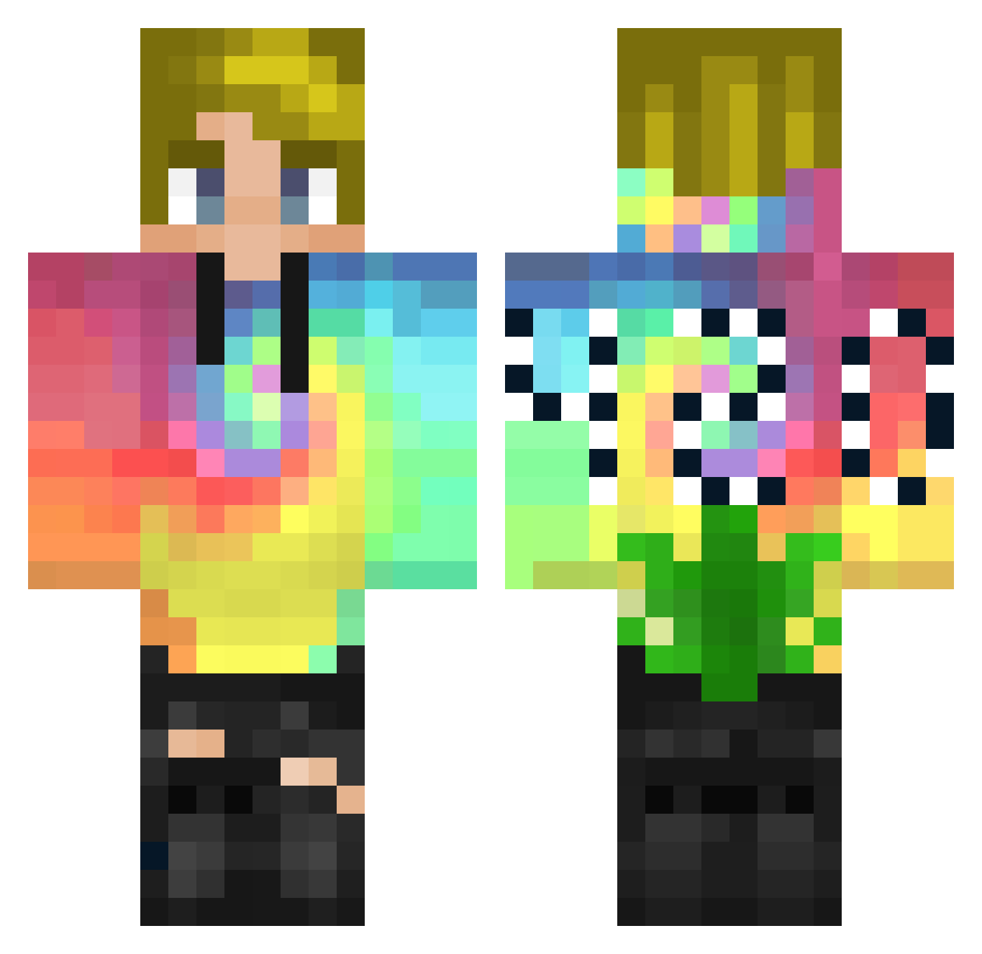 Ac30fSp4d3s Minecraft skin, front and back view
