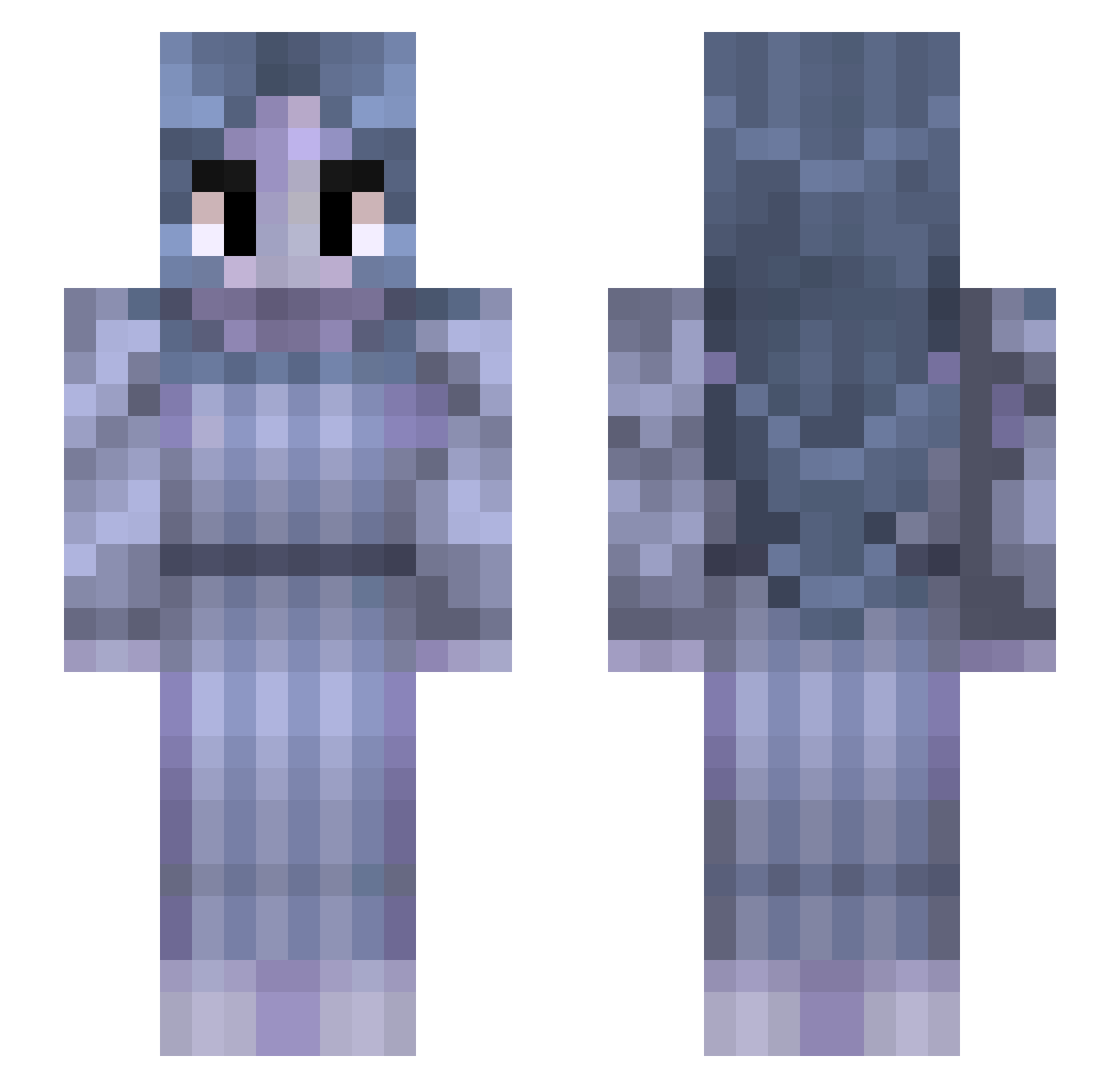 Mvcbre Minecraft skin, front and back view
