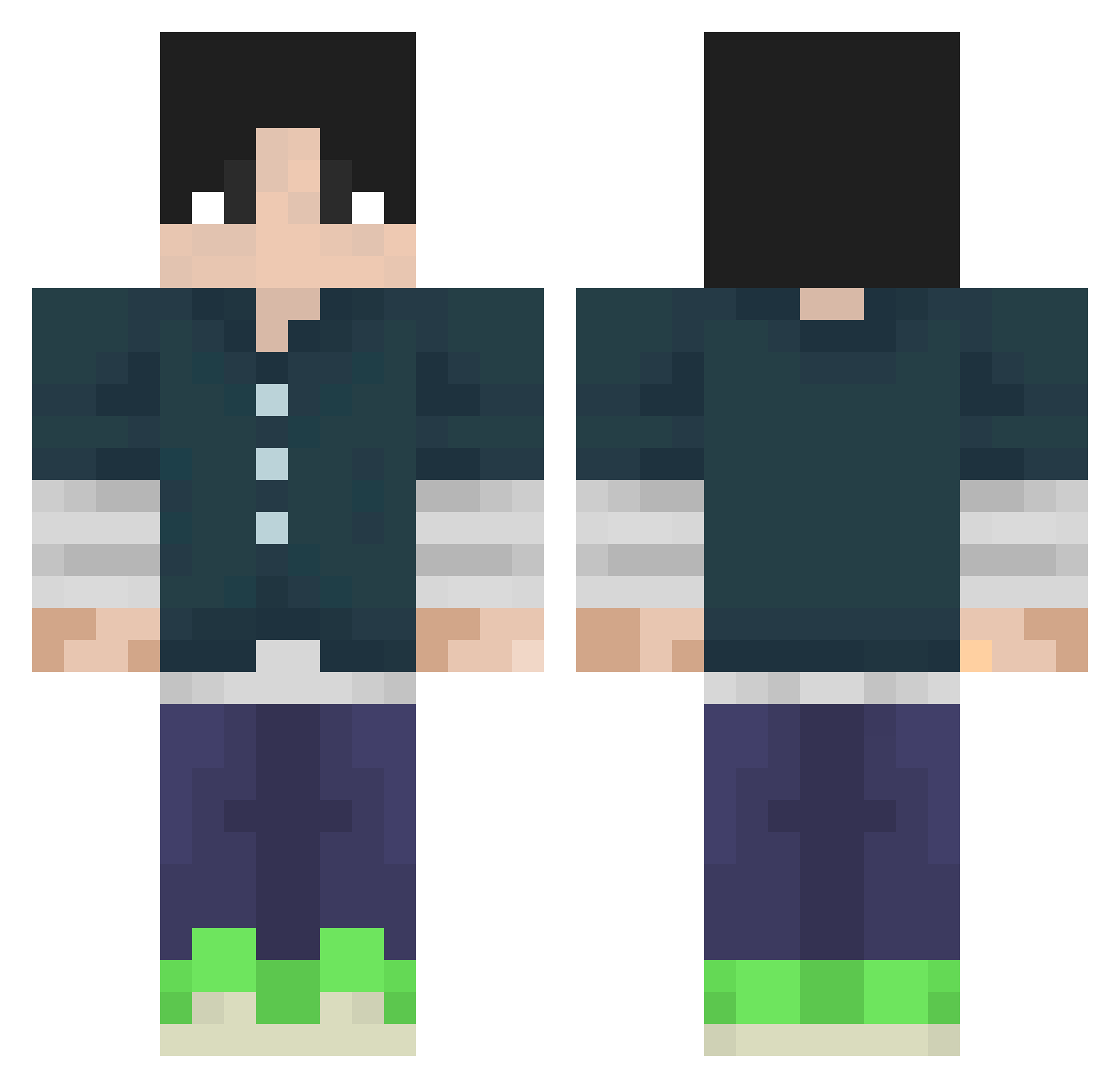 Quask1 Minecraft skin, front and back view