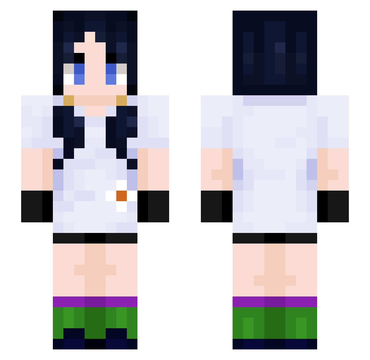 RianLovesCats Minecraft skin, front and back view
