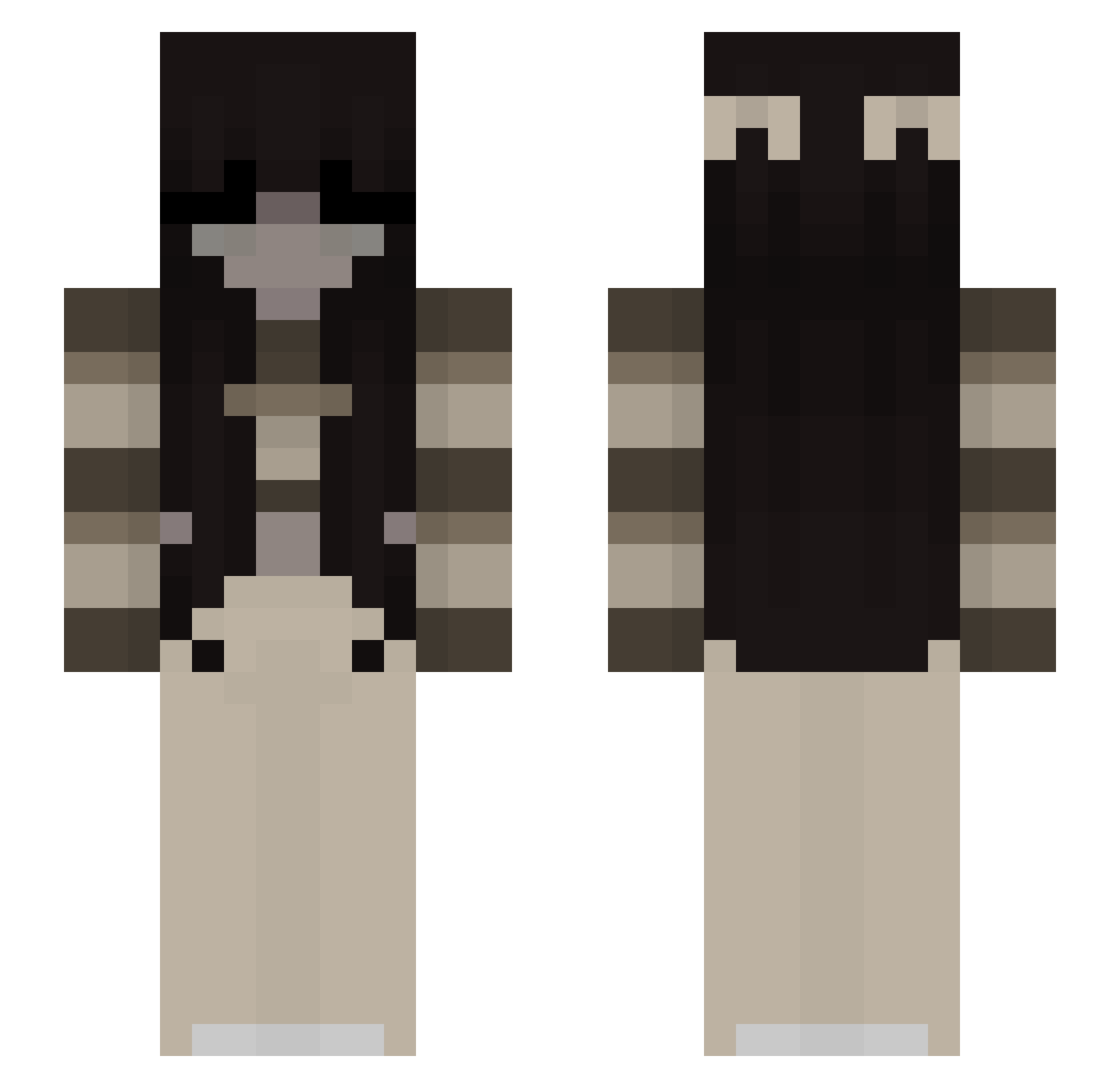 Aquabiz Minecraft skin, front and back view