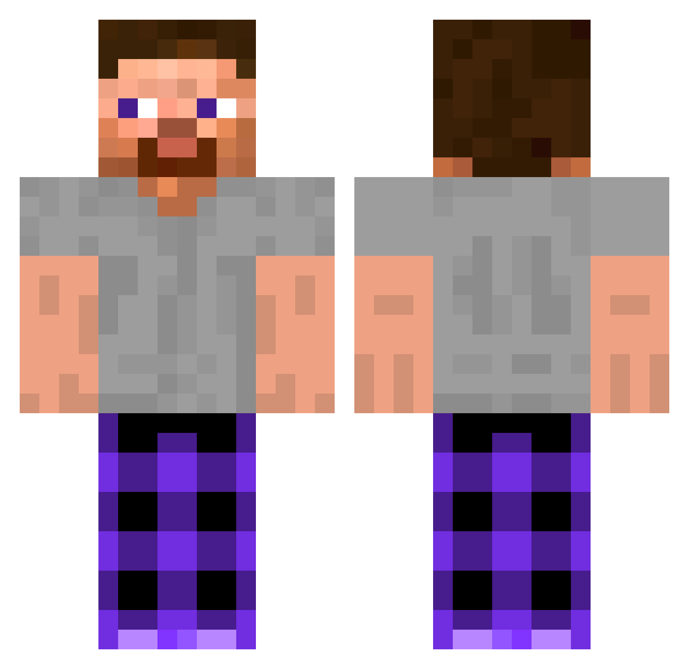 Totdll Minecraft skin, front and back view