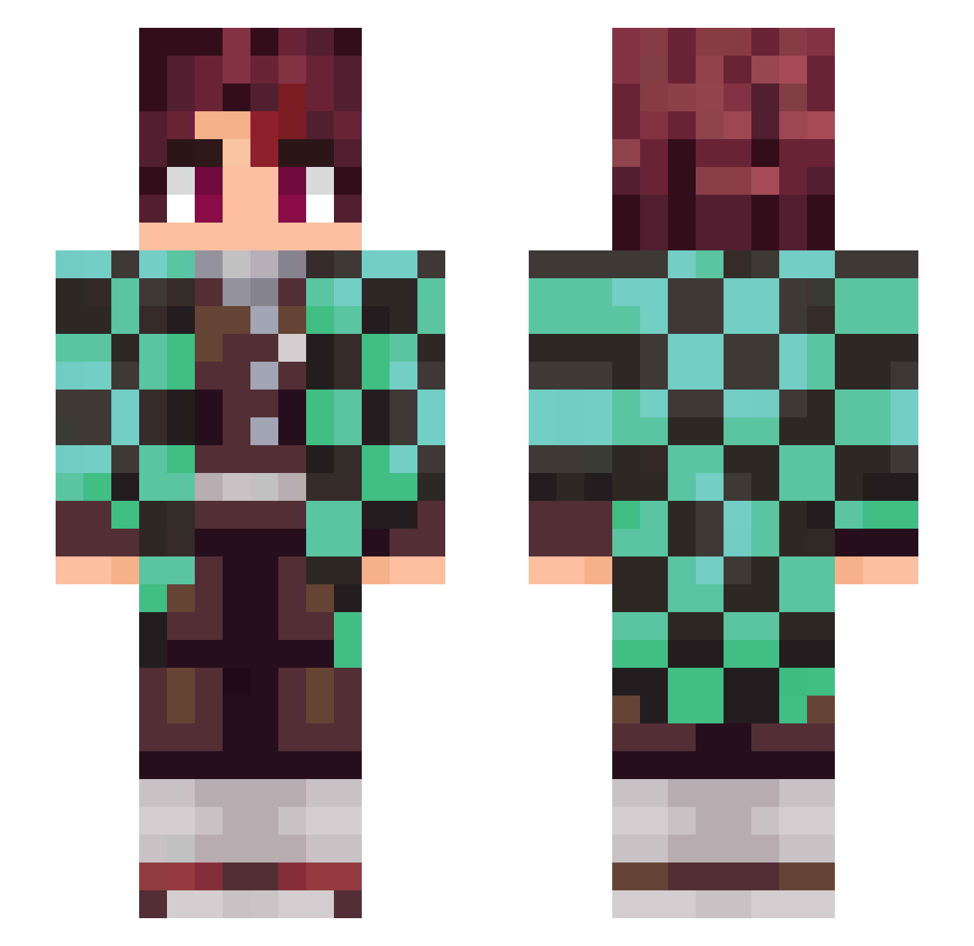 XNUKEDBYMEhahaX Minecraft skin, front and back view