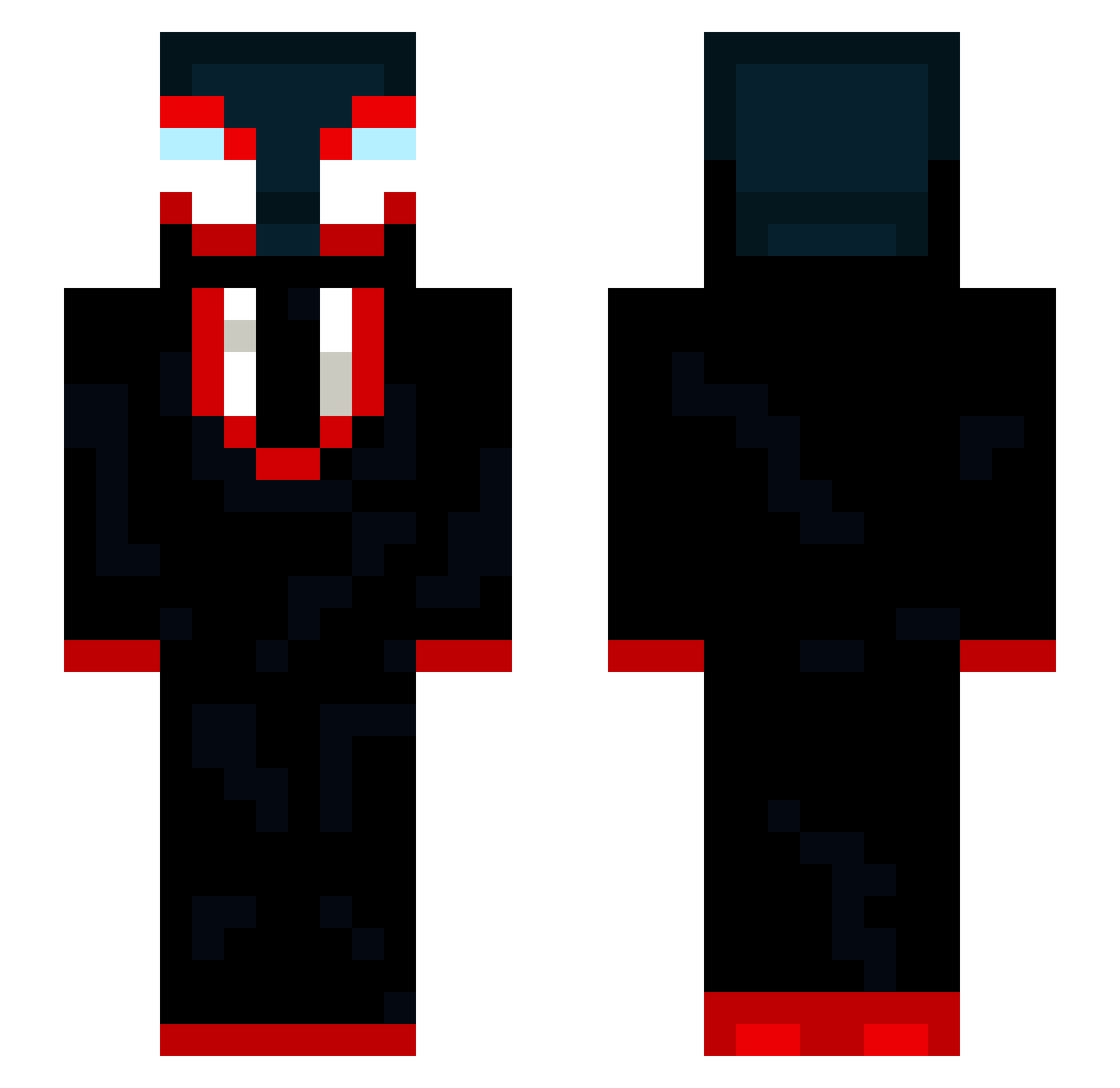 SkullKD Minecraft skin, front and back view