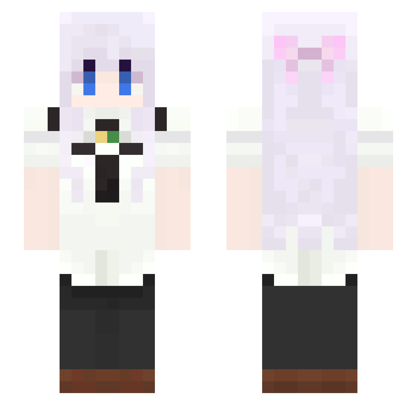 XYava Minecraft skin, front and back view