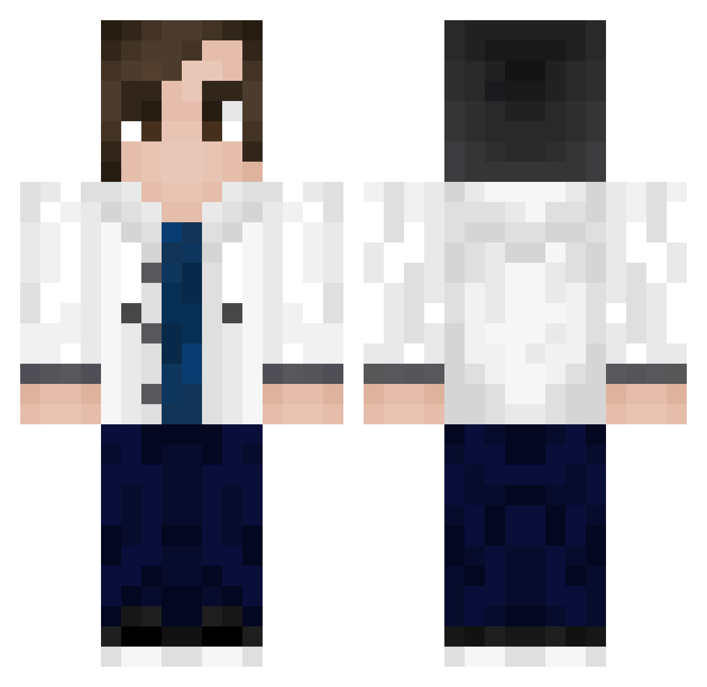 PlexsyMusic Minecraft skin, front and back view