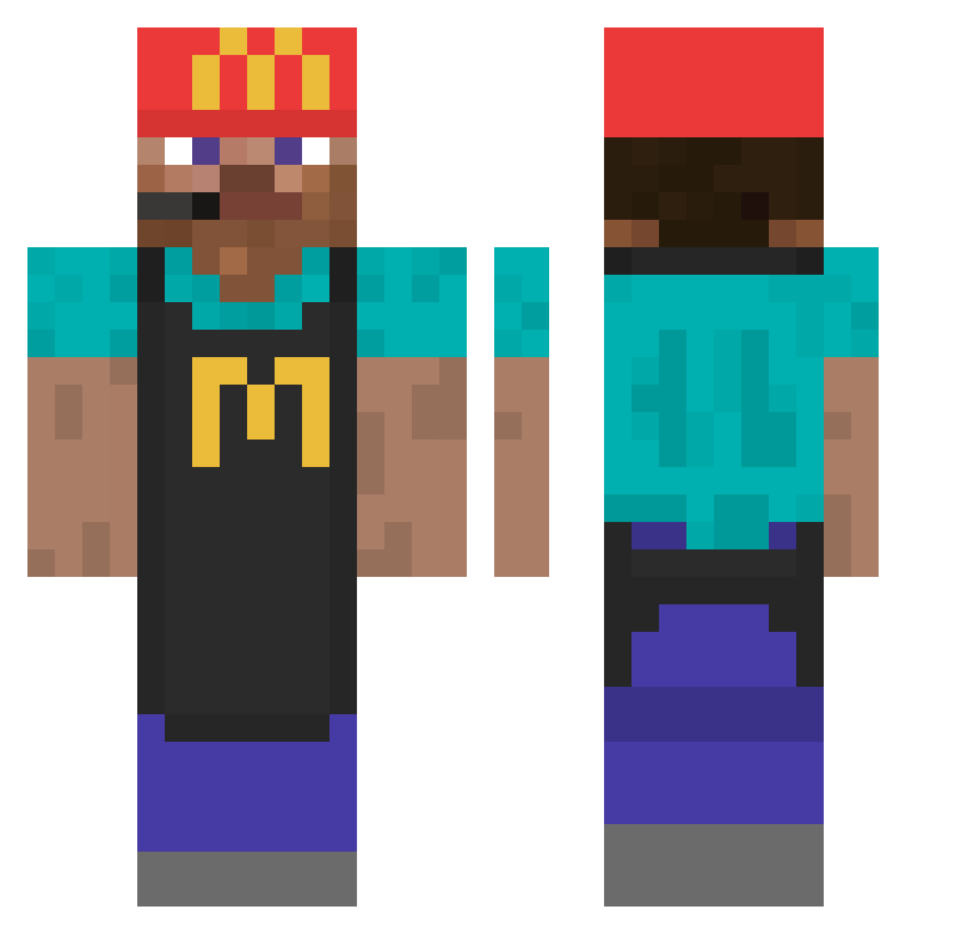 B0BBYTH3R1ZZL0RD Minecraft skin, front and back view