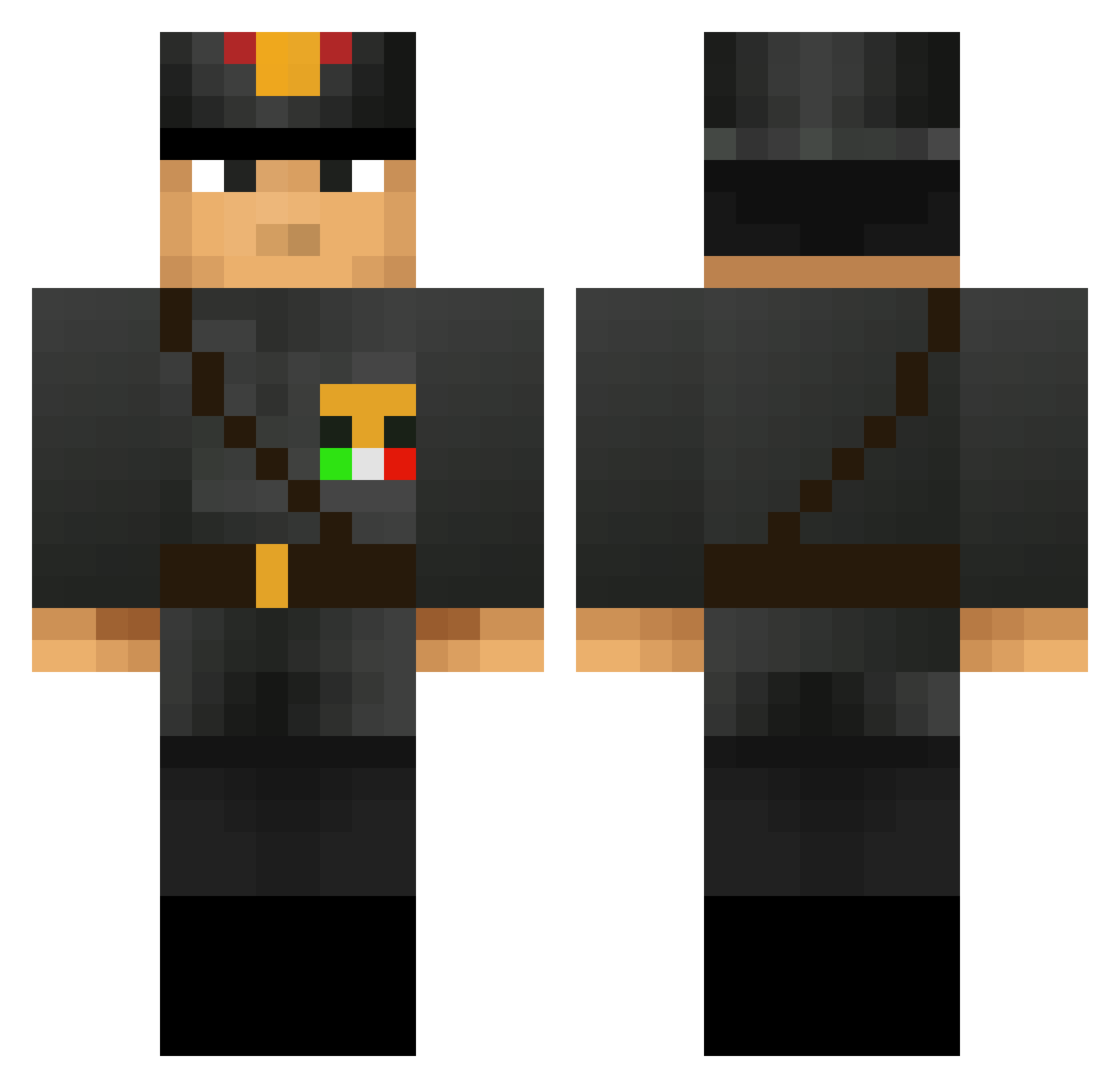 powerdarter Minecraft skin, front and back view