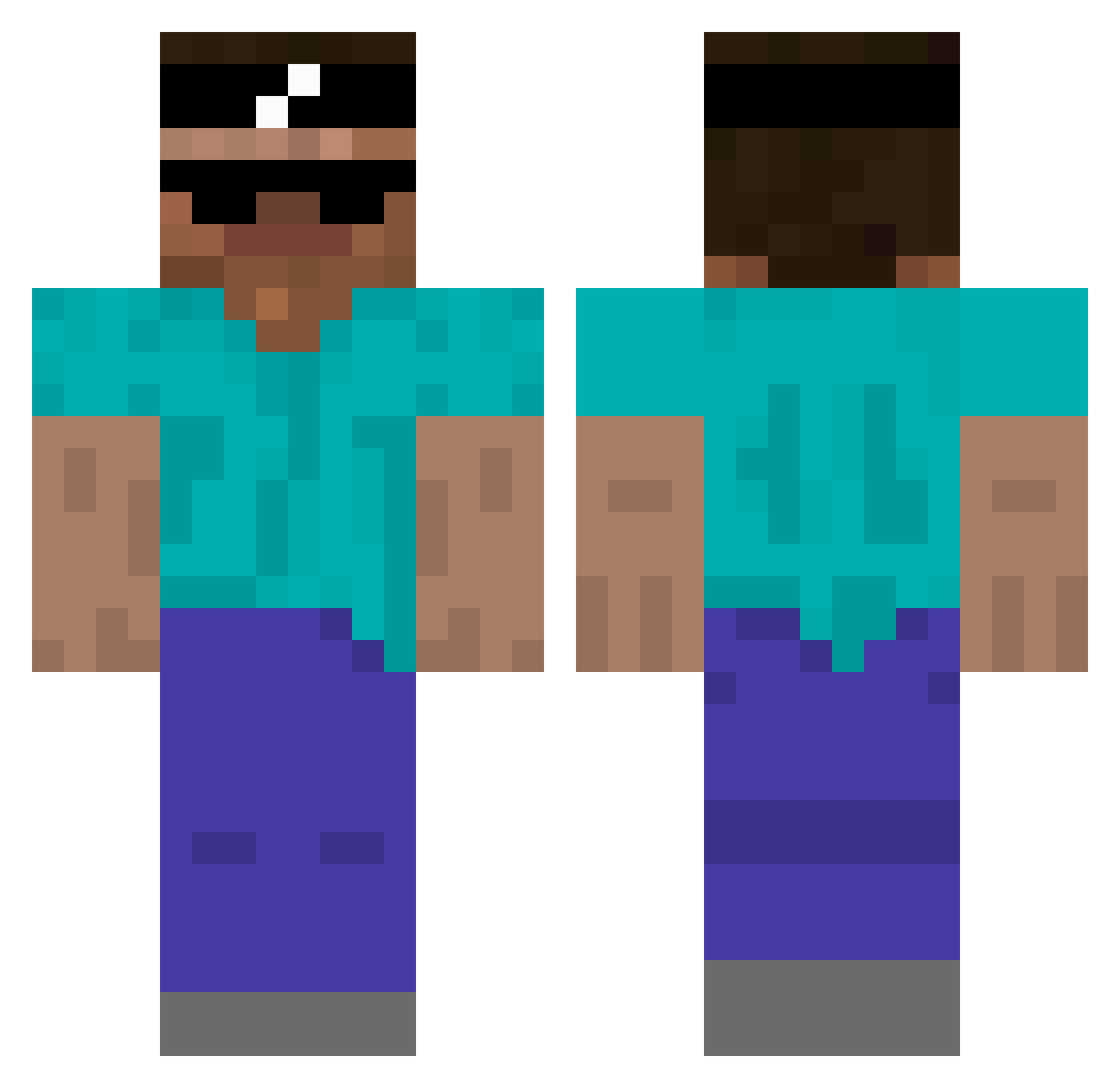 notcoski Minecraft skin, front and back view