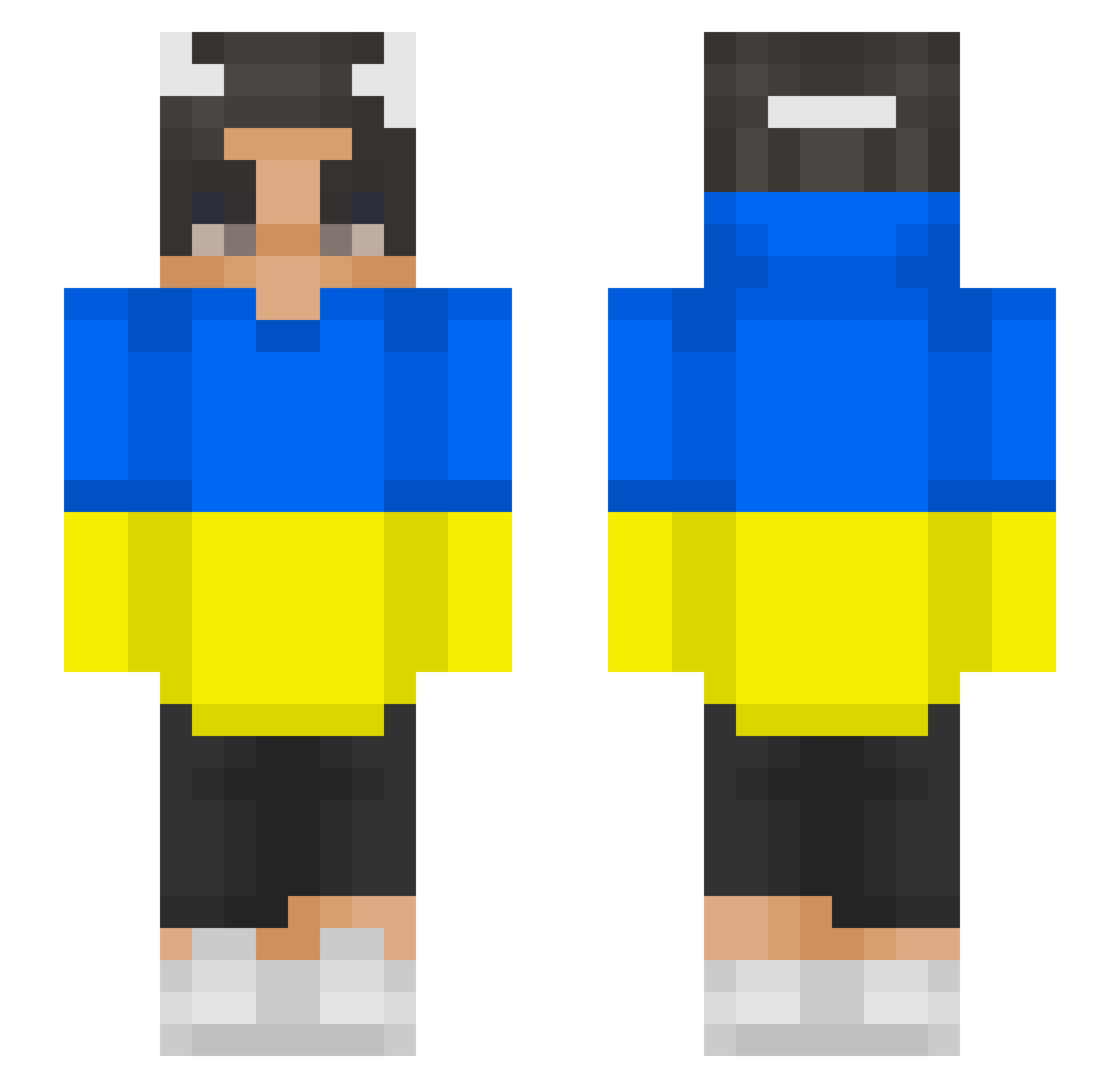 ProYTLV Minecraft skin, front and back view