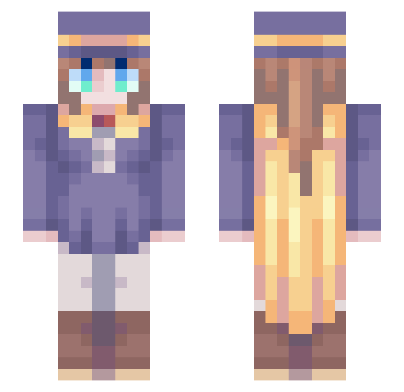 HatKid21 Minecraft skin, front and back view