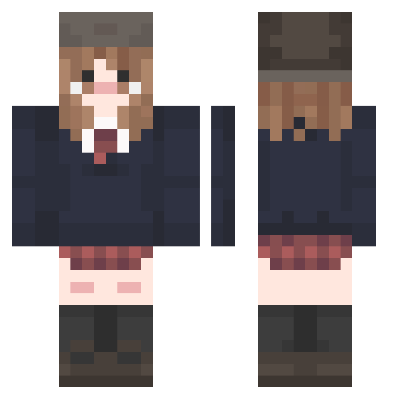 Crimson4ndClover Minecraft skin, front and back view