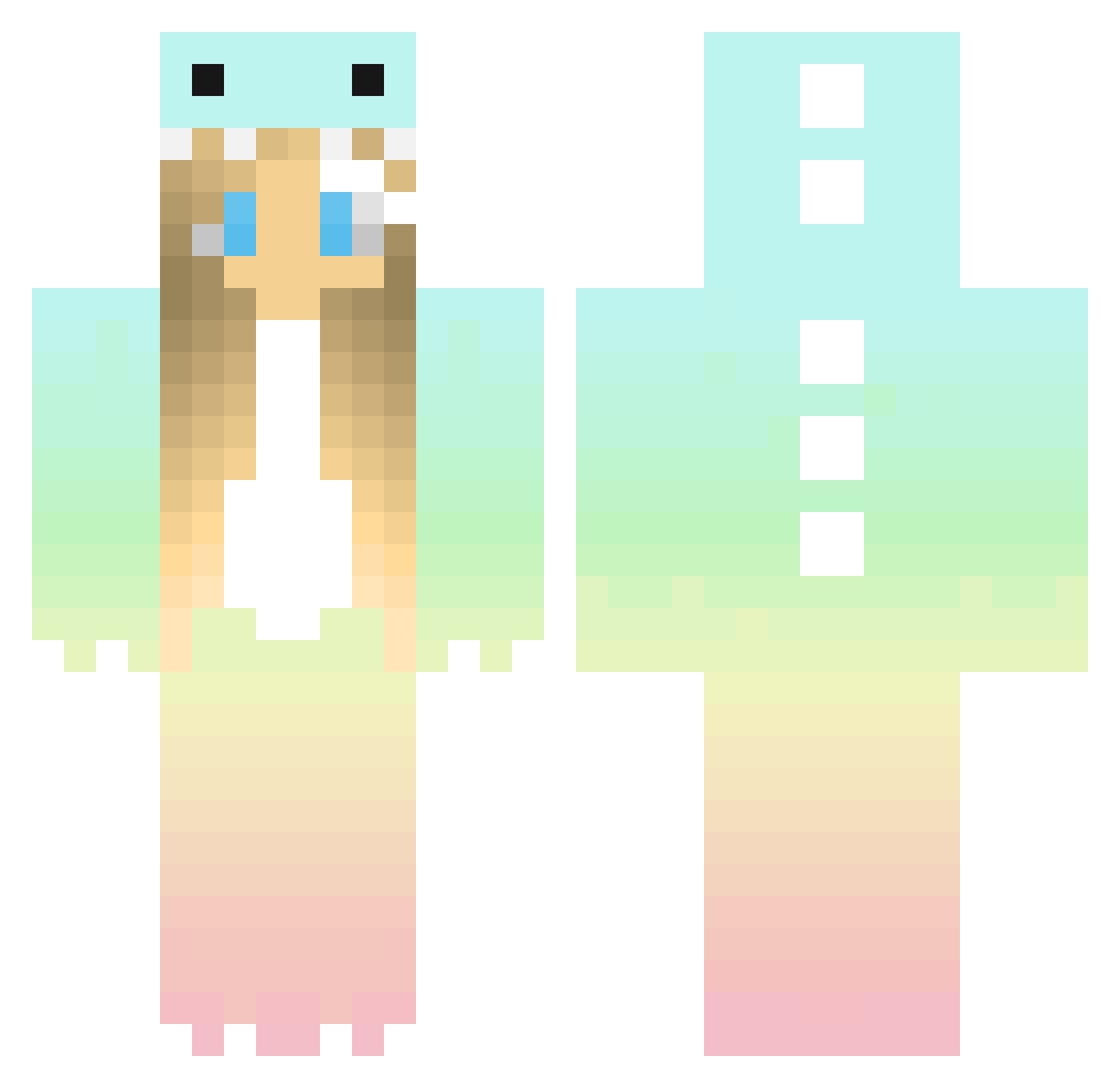 Heddie Minecraft skin, front and back view