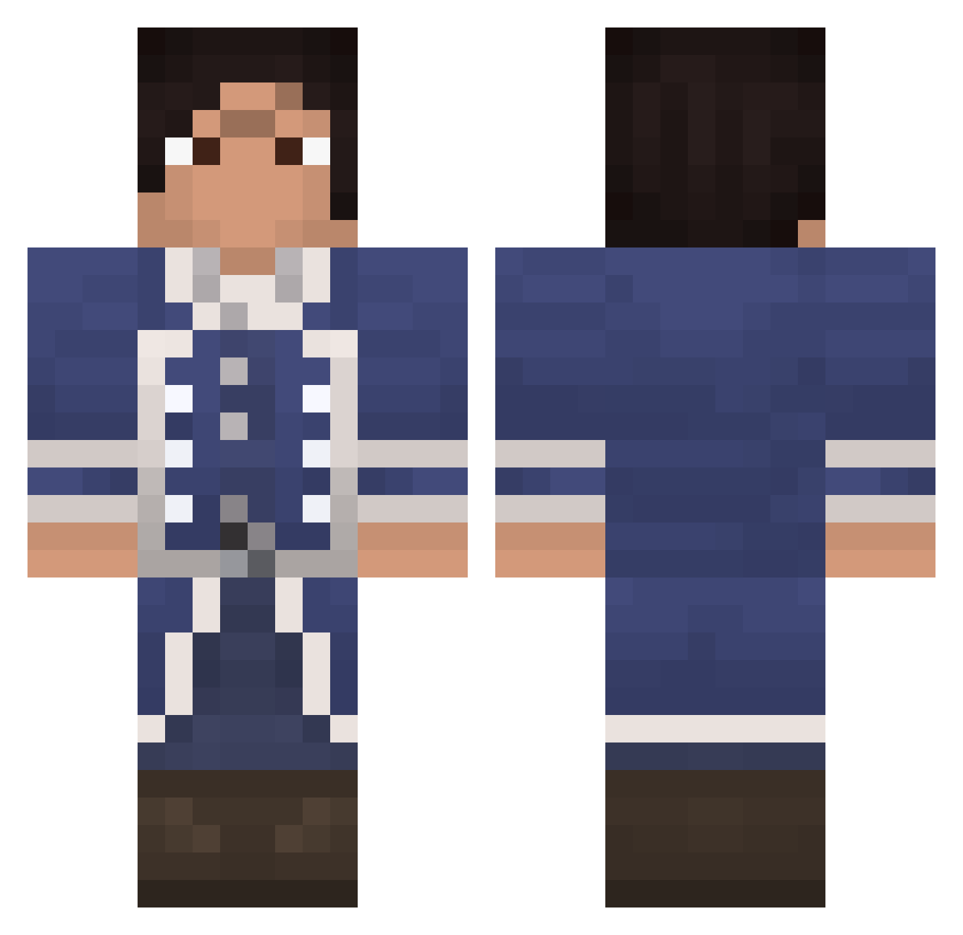 Elontril Minecraft skin, front and back view
