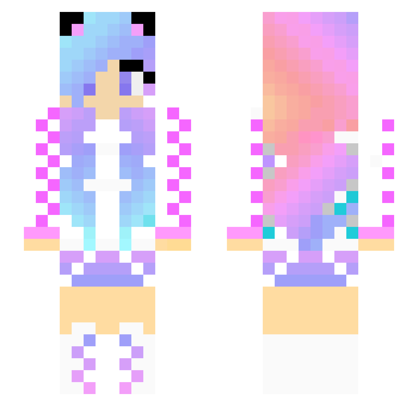 Reqntei Minecraft skin, front and back view