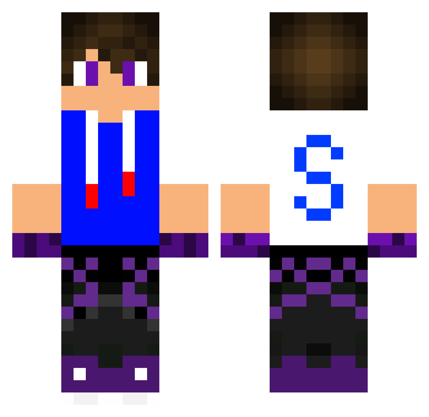 Xflayz17 Minecraft skin, front and back view