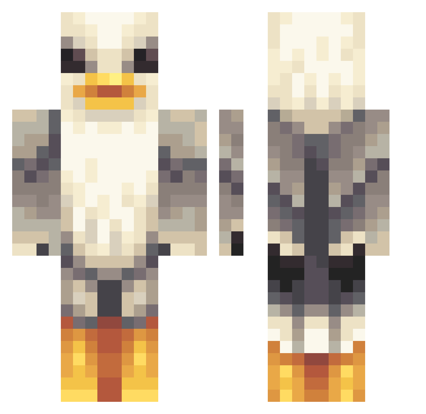 mattistired Minecraft skin, front and back view
