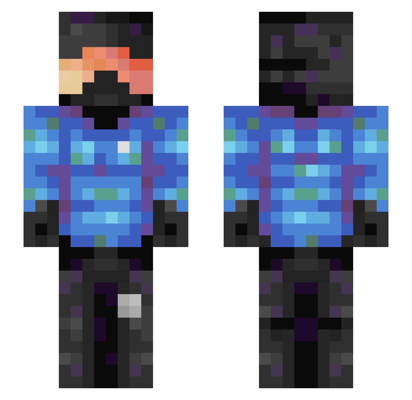 N0F4ke Minecraft skin, front and back view