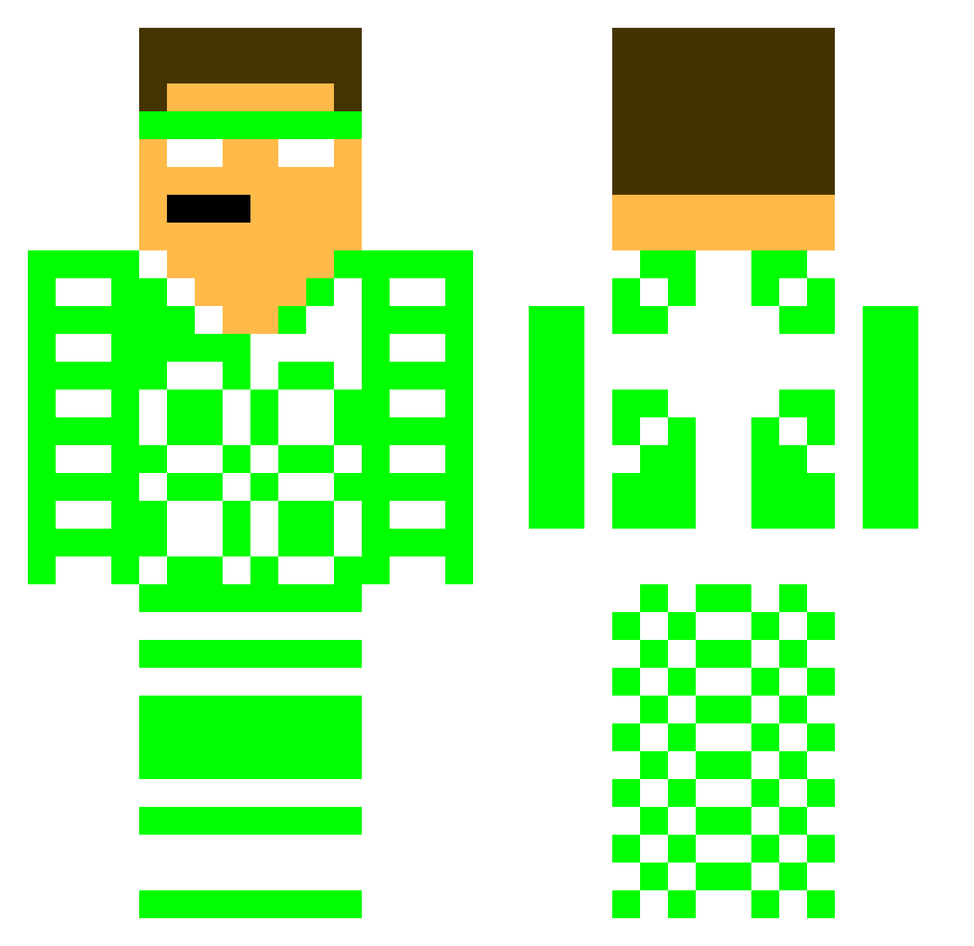 Blowfish Minecraft skin, front and back view