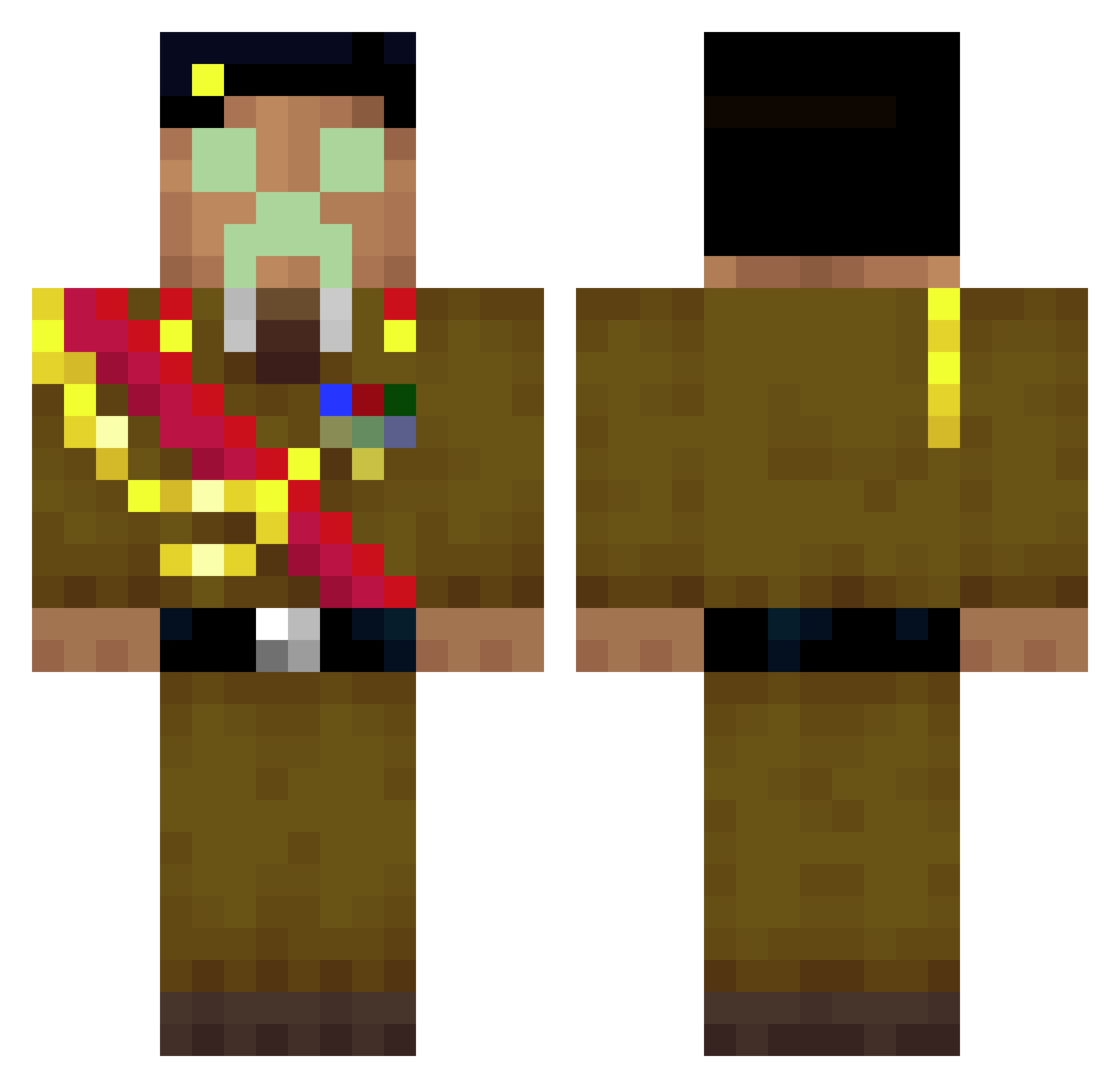 StunnaSquiddy Minecraft skin, front and back view