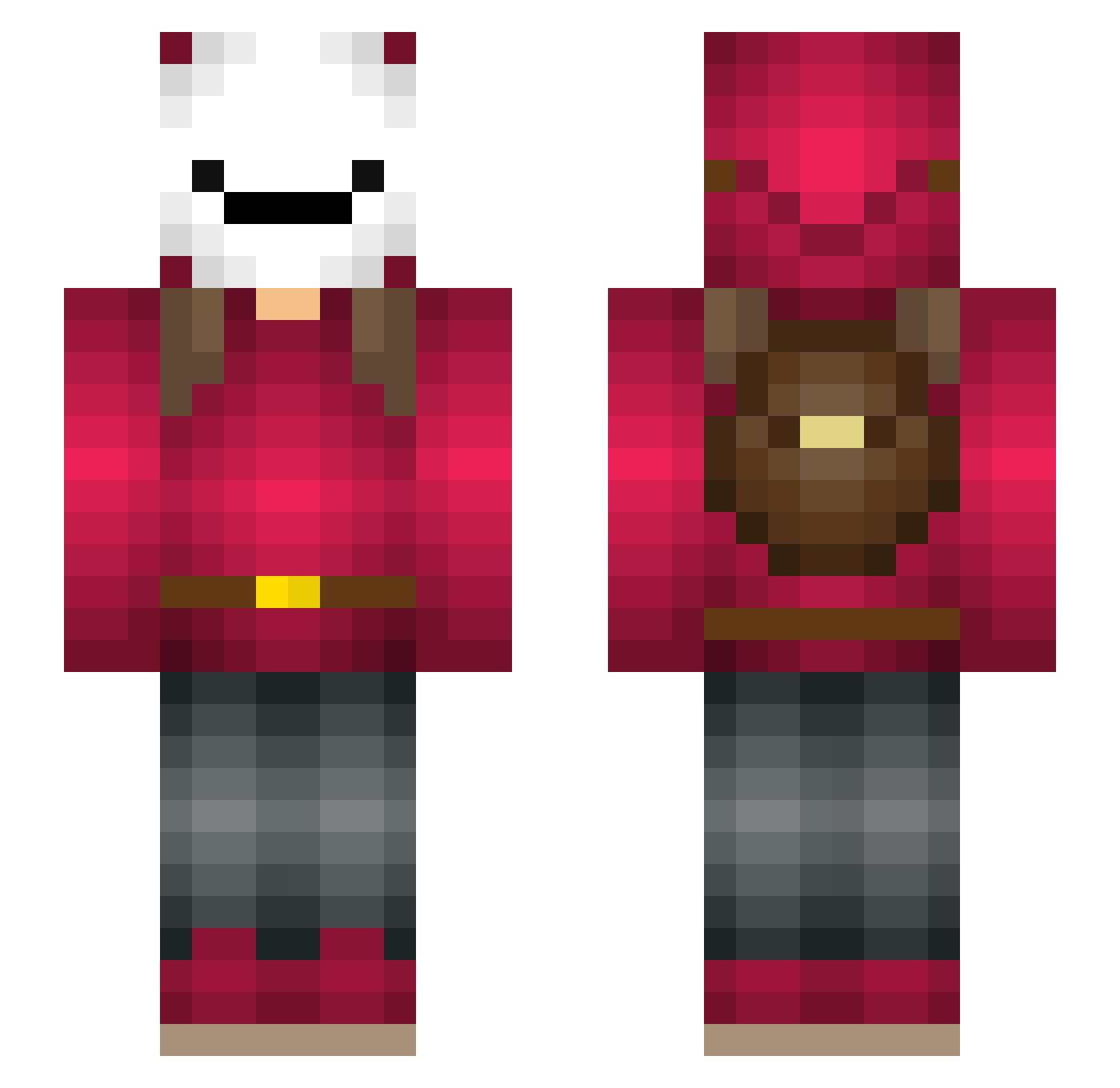 VwClown Minecraft skin, front and back view