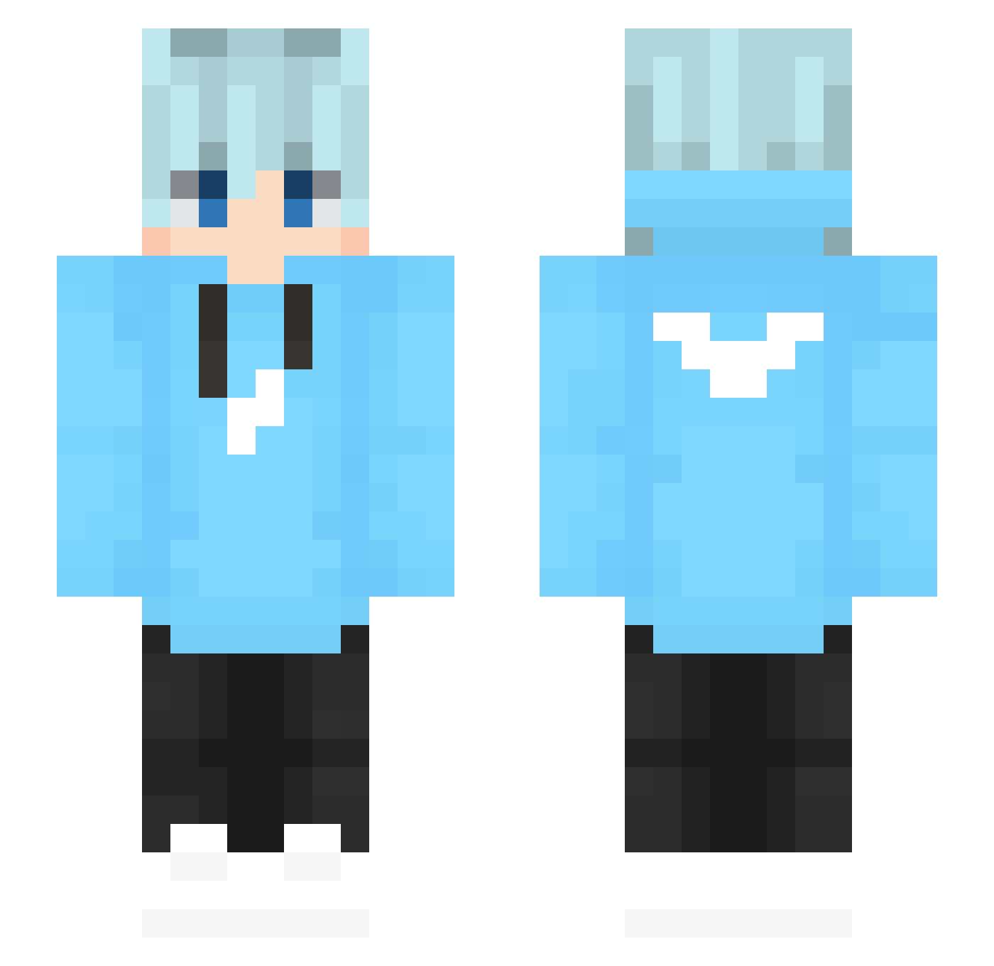 xQuaren Minecraft skin, front and back view