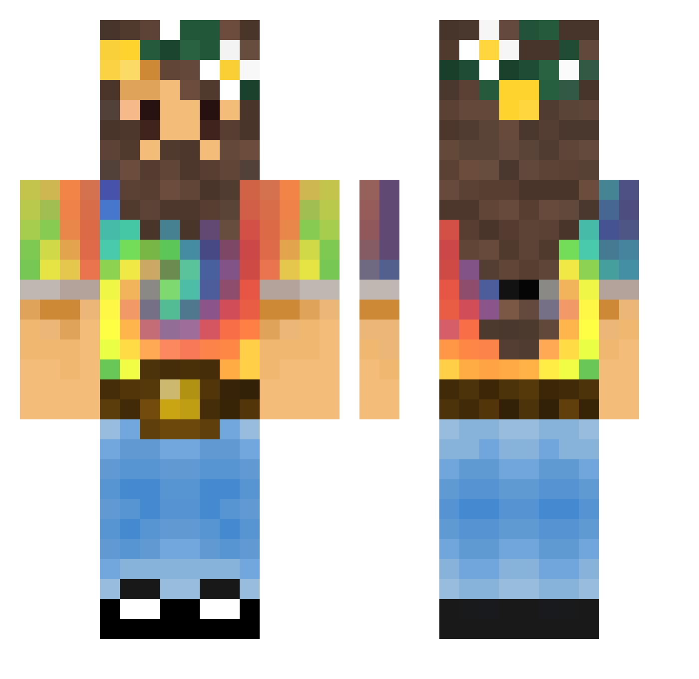 CarltheCreeper Minecraft skin, front and back view